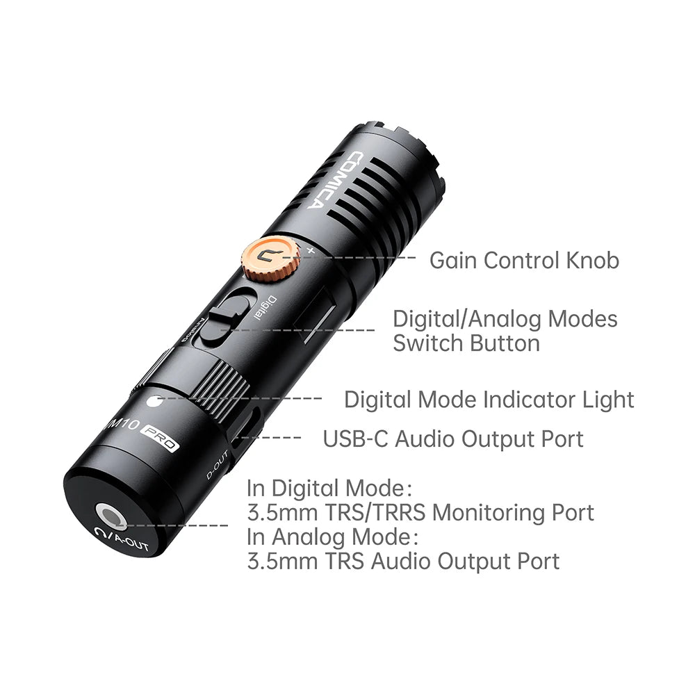 COMICA VM10 PRO – Micrófono Shotgun Cardioide On-Camera para Smartphones, Cámaras y GoPro