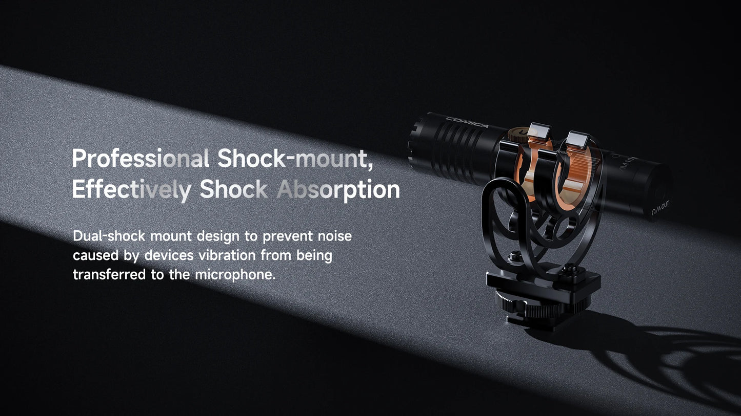 COMICA VM10 PRO – Micrófono Shotgun Cardioide On-Camera para Smartphones, Cámaras y GoPro