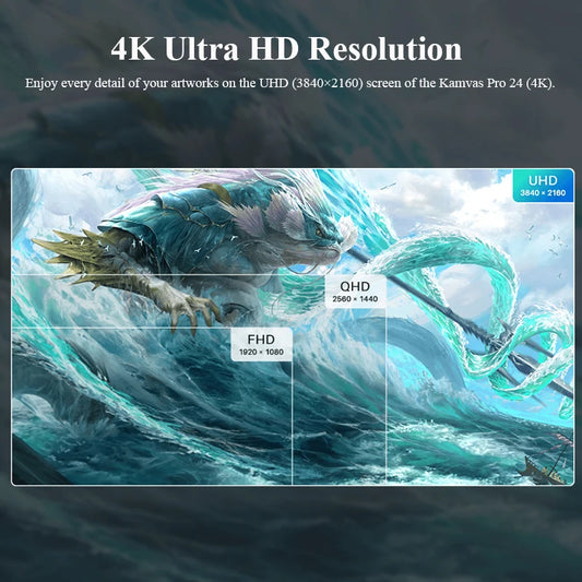 Huion Kamvas Pro 24 (4K UHD) | Tableta Gráfica con Pantalla 23.8”, 140% sRGB y Lápiz Digital sin Batería