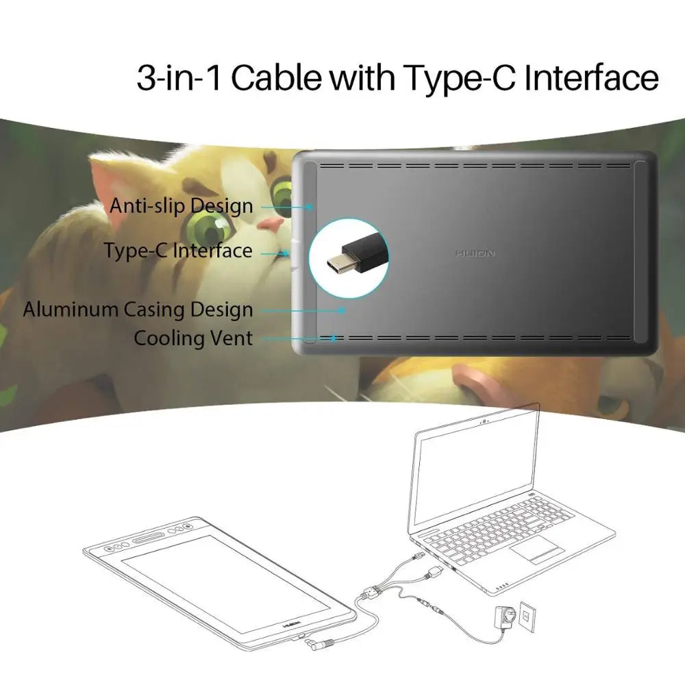 Huion Kamvas Pro 13 | Tableta Gráfica con Pantalla LCD 13”, 8192 Niveles de Presión y Lápiz Digital sin Batería