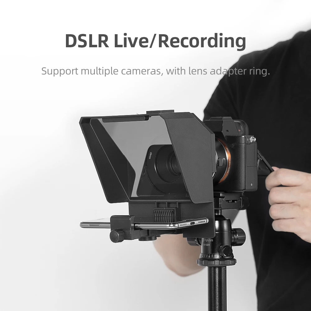 Teleprompter Portátil AMBITFUL Mini – Compatible con Smartphones y Cámaras