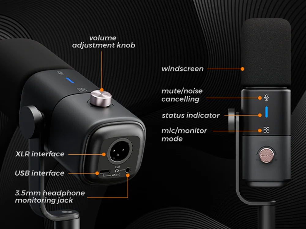 NearStream USB/XLR Mic Set – Micrófono Dinámico Profesional con Brazo Boom para Podcast, Gaming y Streaming