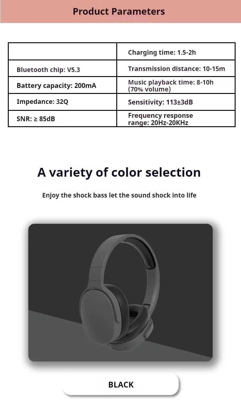 Sony Wireless Bluetooth 5.3 | Audífonos Plegables con Sonido Hi-Fi y Micrófono Integrado