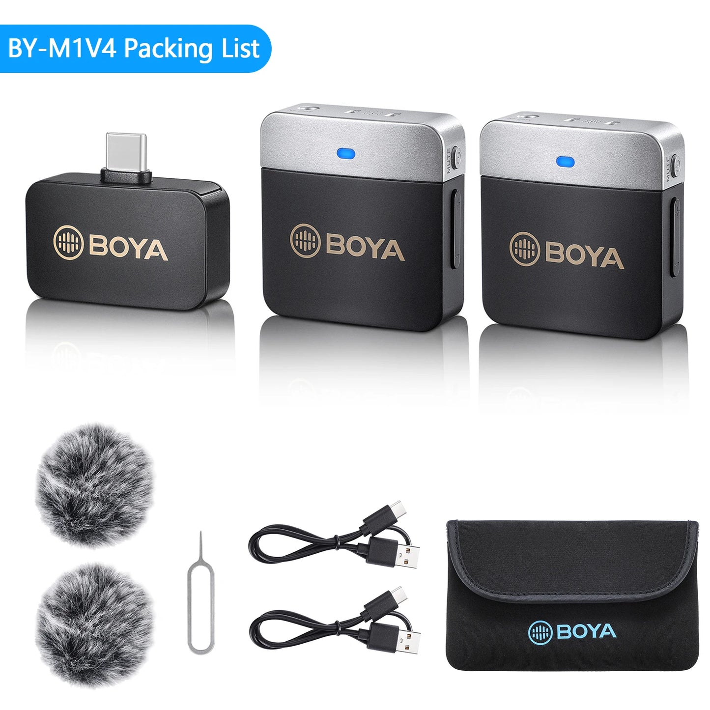 BOYA BY-M1V – Micrófono Lavalier Inalámbrico para iPhone, Android, PC y Cámaras (60m + Cancelación de Ruido)