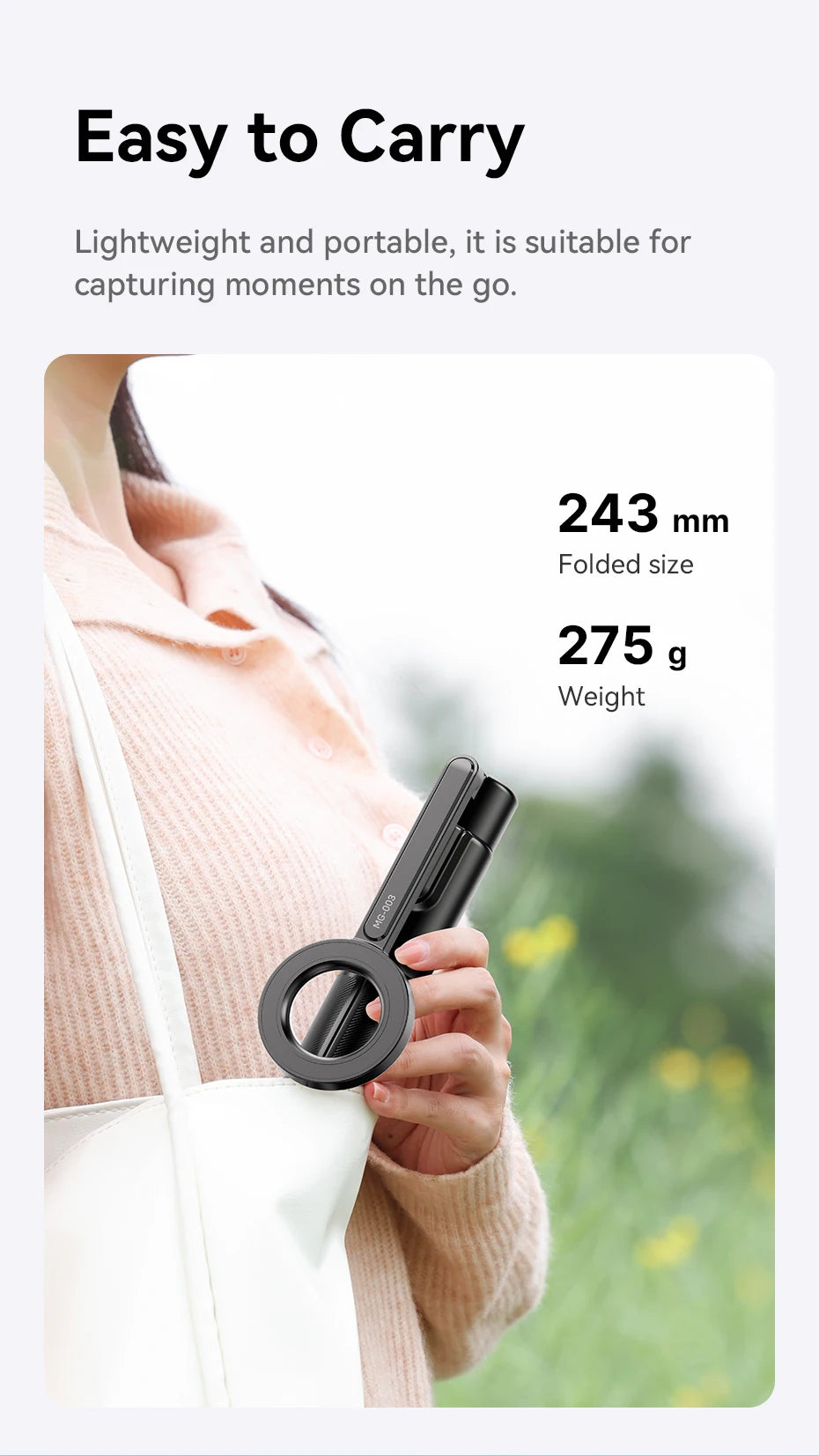 Ulanzi MG-003 Pro Magnetic Phone Selfie Stick Tripod 1.36m Extendable Selfie Tripod for iPhone 15 14 13 12 Vlog Livestreaming