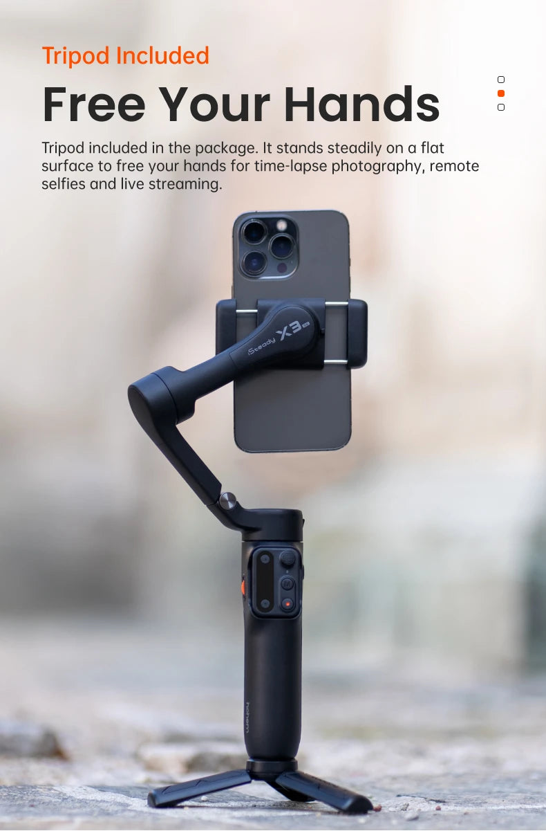 Hohem iSteady X3 SE 3-Axi Gimbal Stabilizer with Remote Control and Foldable Phone Stabilizer for iPhone/Samsung/Xiaomi/HuaWeii