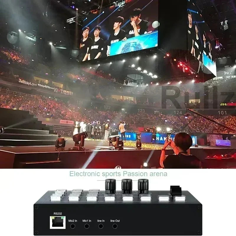 Multi Camera 4 Channel HDMI Video Mixer Switcher Video Capture 1080p60 Live Streaming PGM Seamless Switch Output 6 Pictures PVW