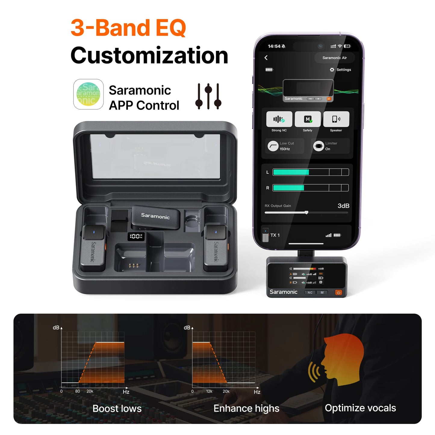 Saramonic Air – Micrófono Lavalier Inalámbrico con Cancelación de Ruido (300m, 24bit) para iPhone 15/16, Android y Cámaras