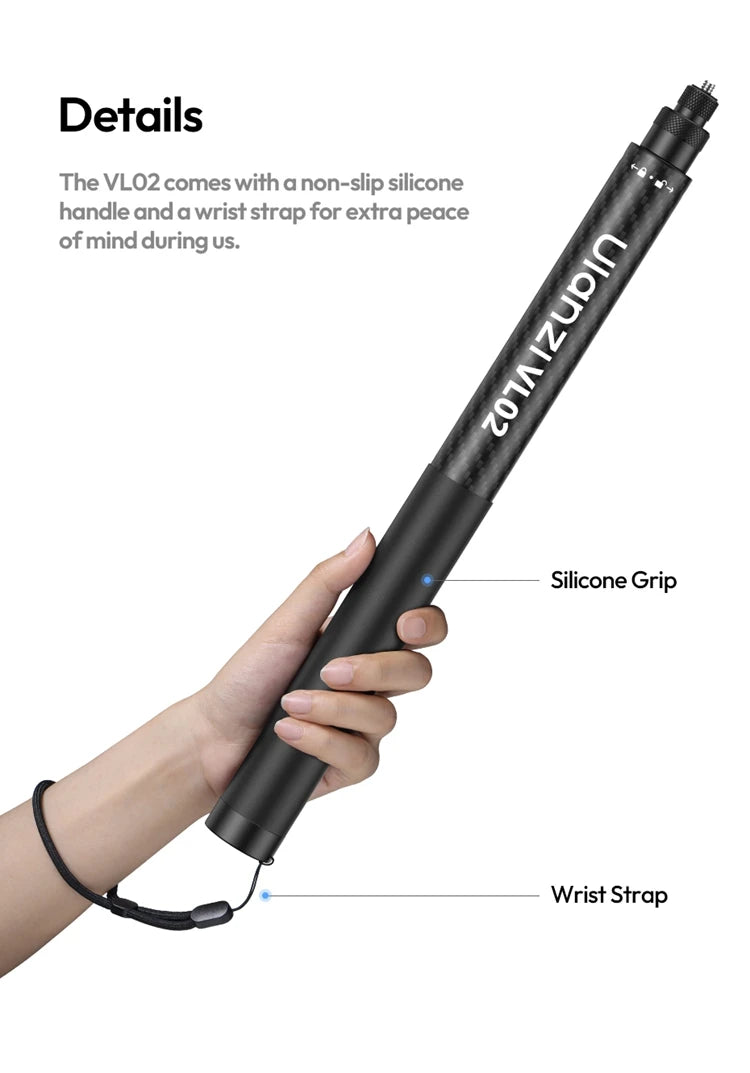 Ulanzi VL02 2.7M Selfie Stick Tripod Smartphone Retractable Invisible Selfie Stick For Gopro Hero 12 11 10 Insta360 X4 X3 X2 DJI