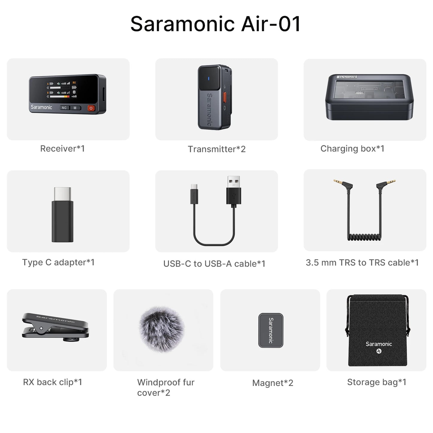 Saramonic Air – Micrófono Lavalier Inalámbrico con Cancelación de Ruido (300m, 24bit) para iPhone 15/16, Android y Cámaras