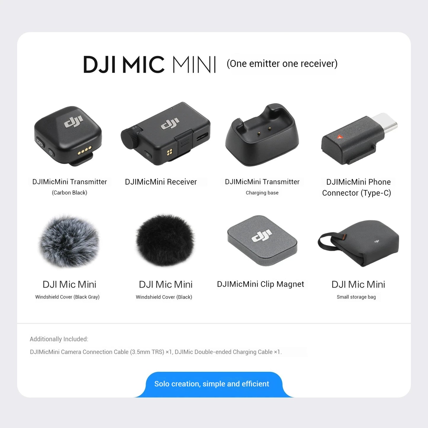 DJI Mic Mini (2TX + 1RX con Estuche de Carga) – 48h de Operación + Cancelación de Ruido Activa