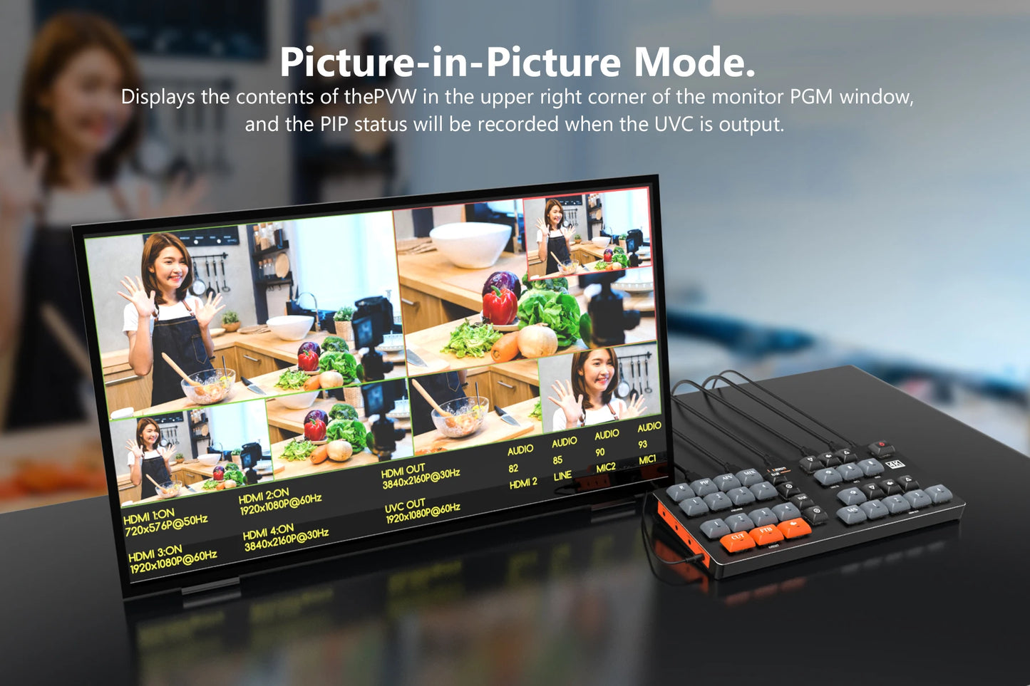 WL100 4k Video Switcher for Live Streaming Equipment Card Mixer Equipments Photo Studio Camera Video Production 4 HDMI-compatibe