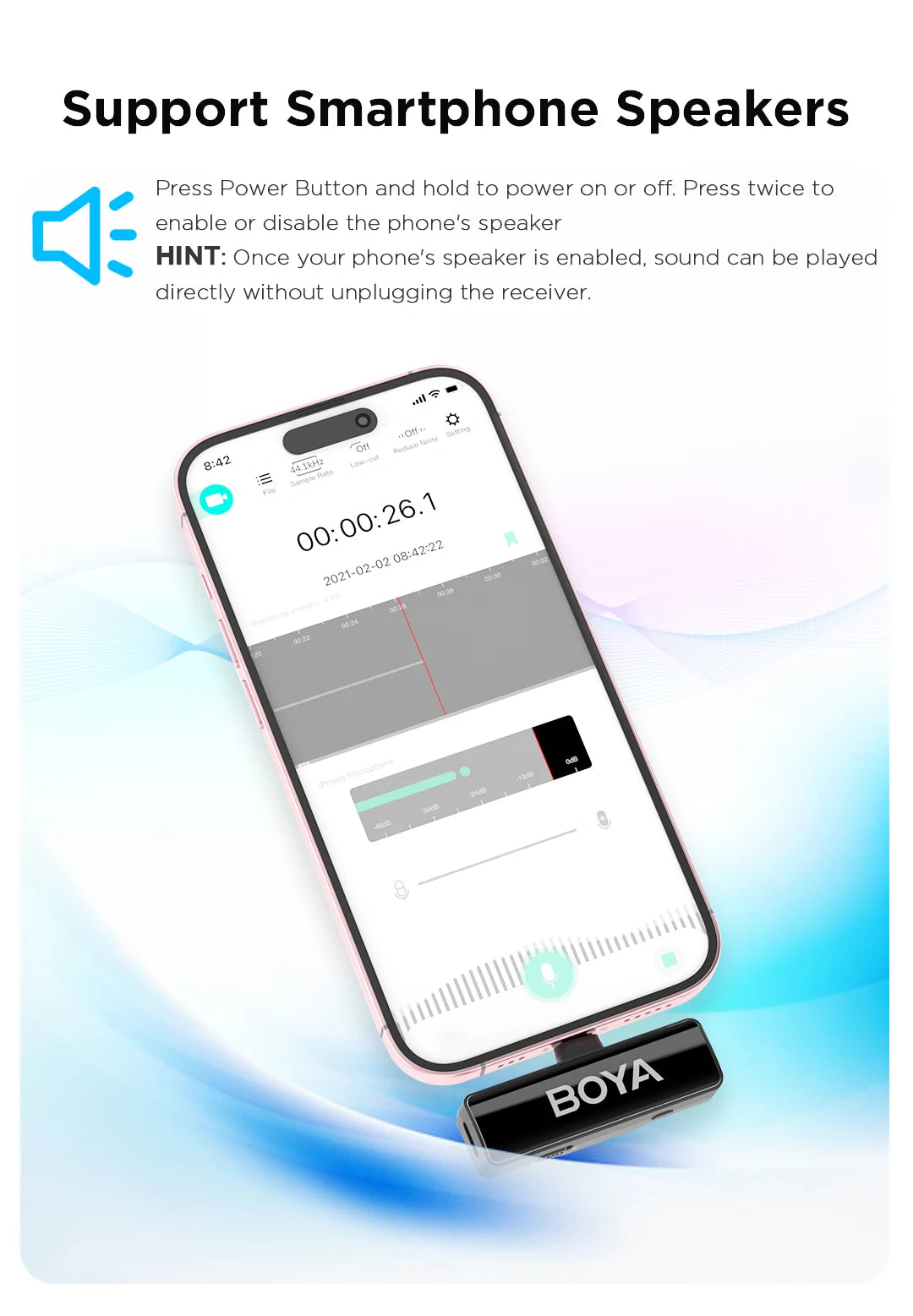 BOYA BOYALINK 2 – Micrófono Lavalier Inalámbrico (300m, 24bit, con Estuche de Carga) para iPhone, Android y Cámaras DSLR