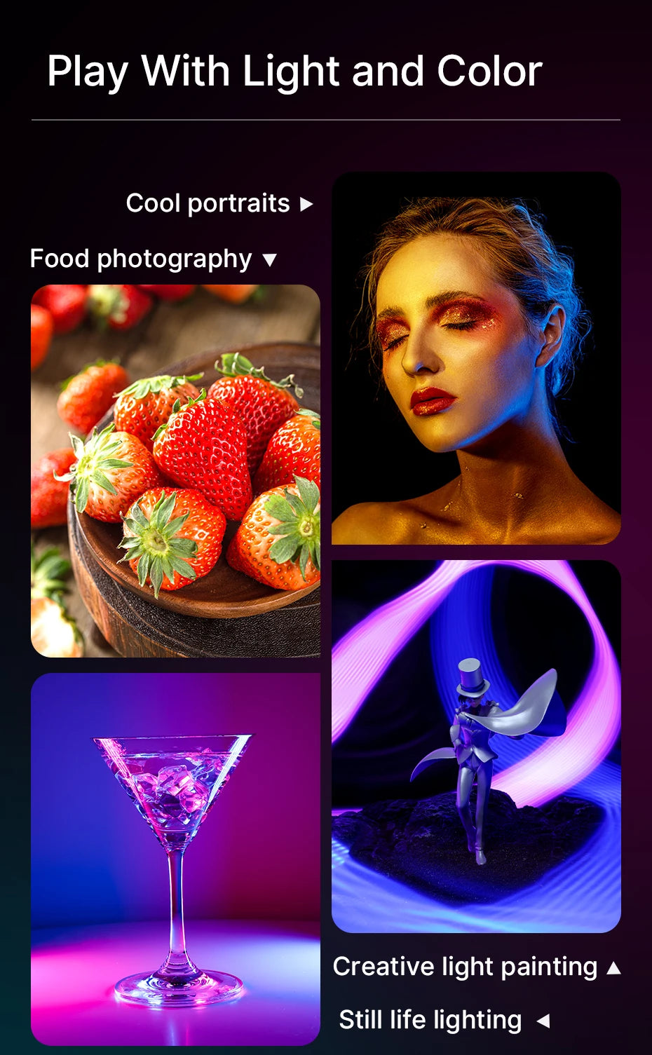 Ulanzi LT002 7 inch Pocket Fill Light RGB Full Color LED Panel Light CRI 95+ Photography Camera Light Creative Scene