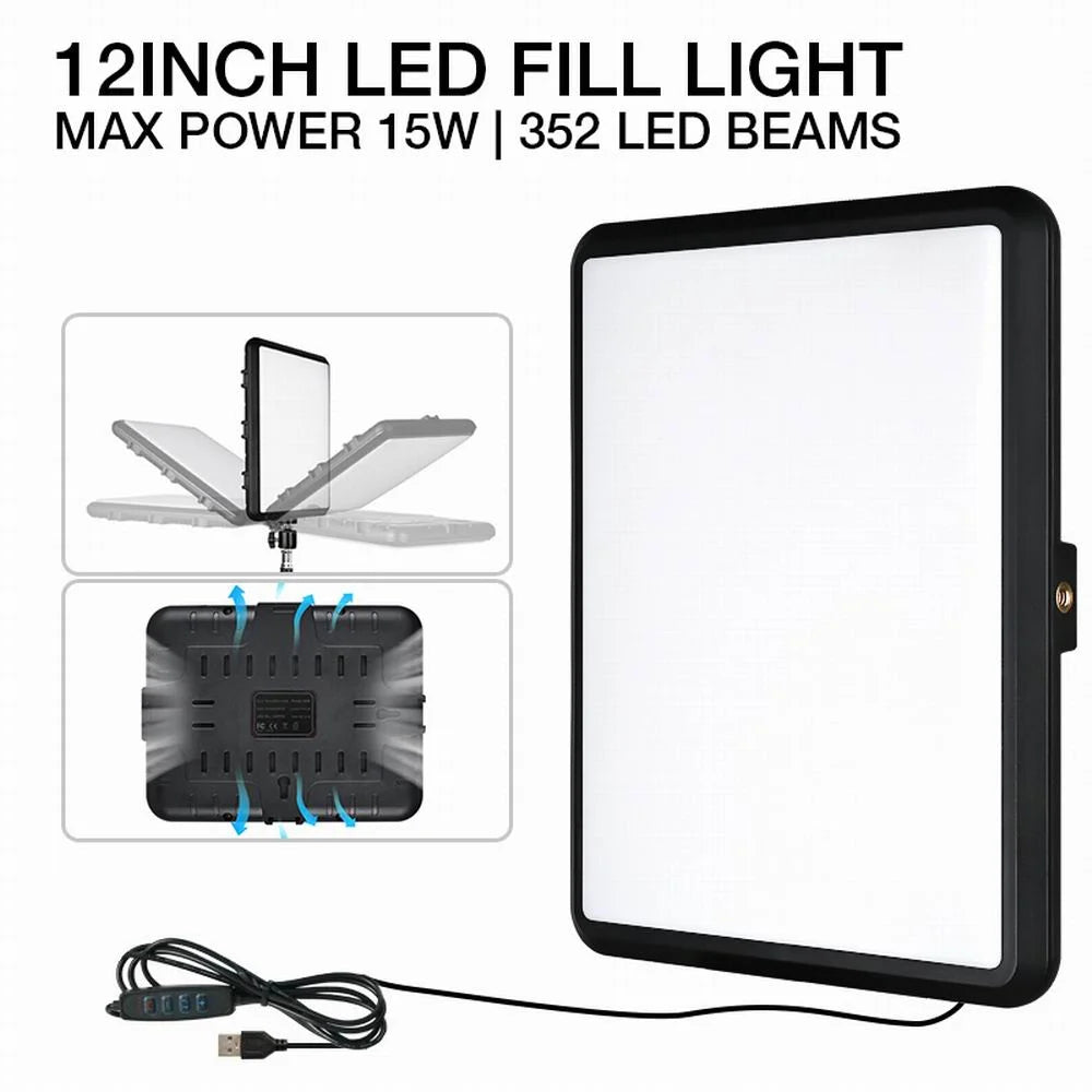 High Power 352 Led Video Light 2800K-7000K Panel Light Studio Fill Lamp Photography Lighting Photo w Light Stand for Live Stream