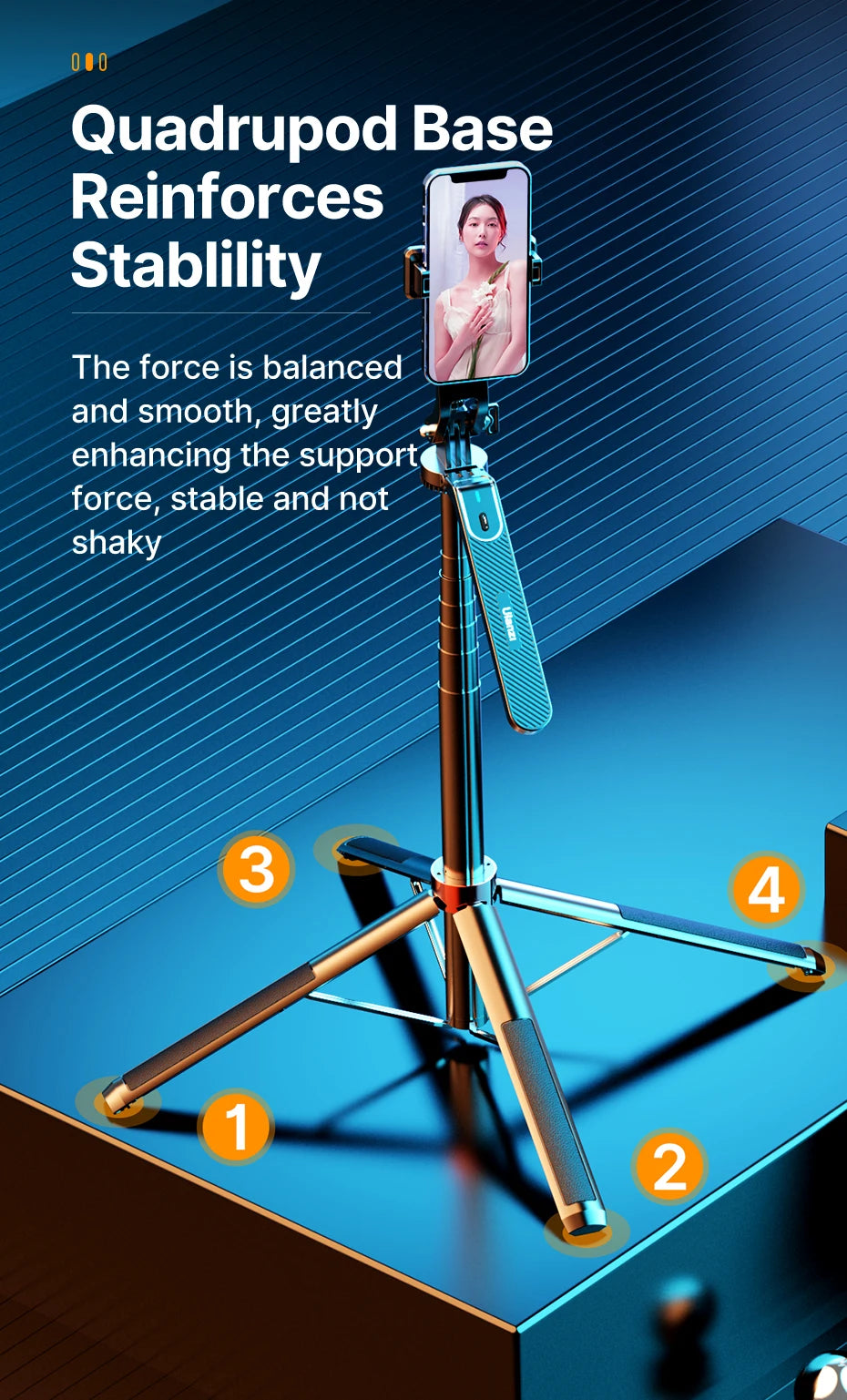 Ulanzi MA09 Smartphone Tripod Bluetooth Selfie Stick Desktop Tripod  for iPhone 12 13 14 GoPro Card Camera Live Streaming Video