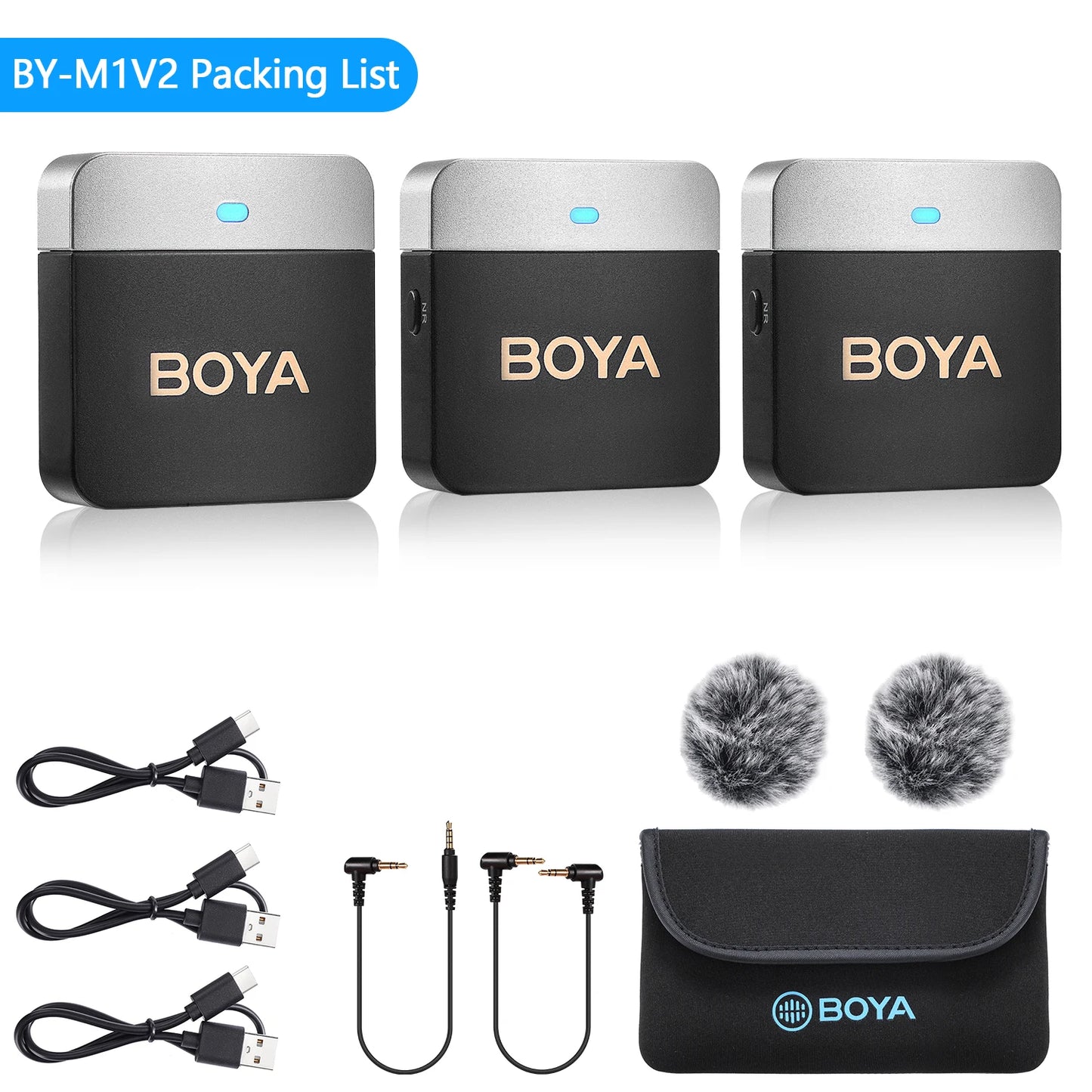 BOYA BY-M1V – Micrófono Lavalier Inalámbrico para iPhone, Android, PC y Cámaras (60m + Cancelación de Ruido)