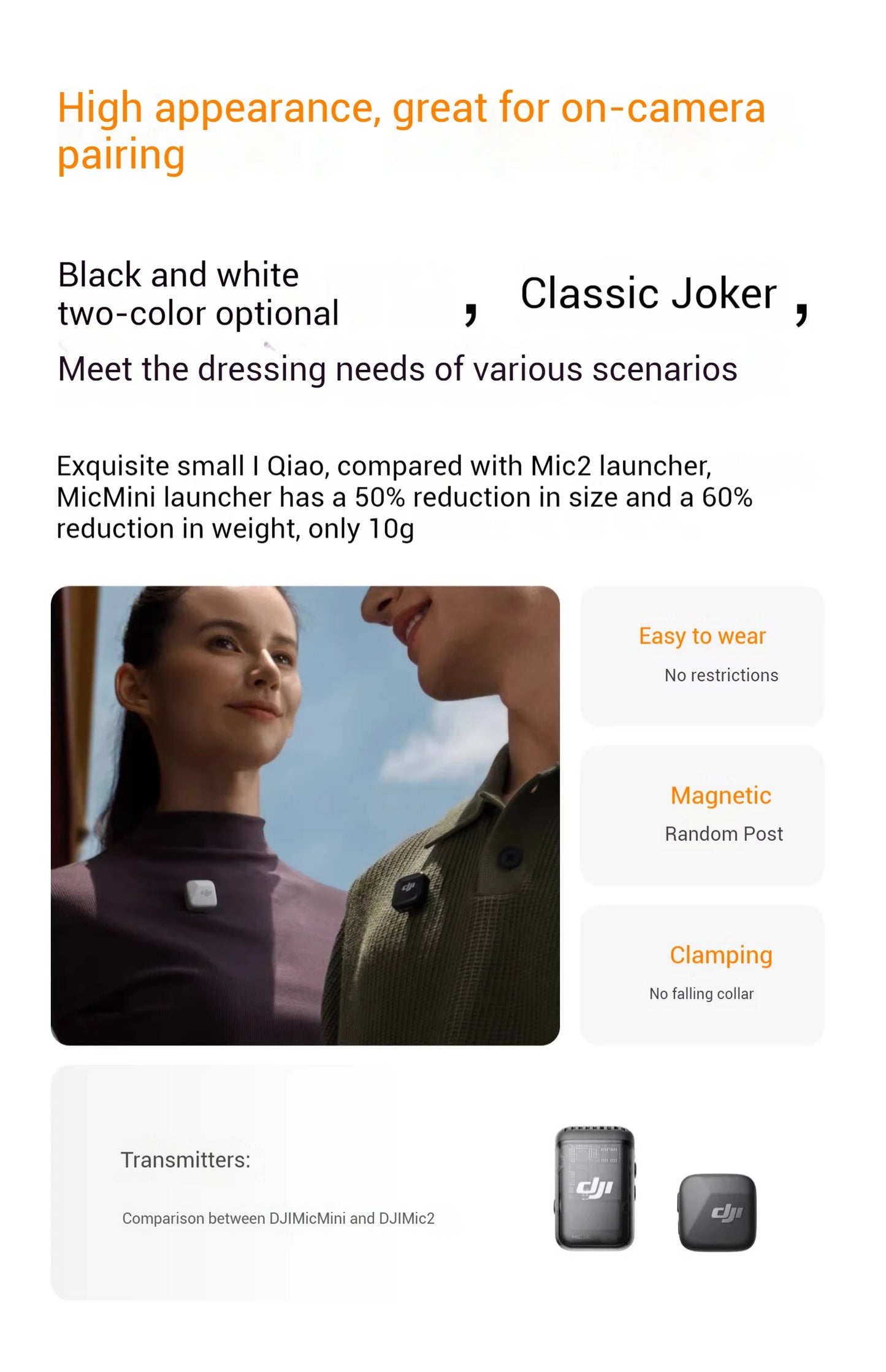 DJI Mic Mini (2TX + 1RX con Estuche de Carga) – 48h de Operación + Cancelación de Ruido Activa
