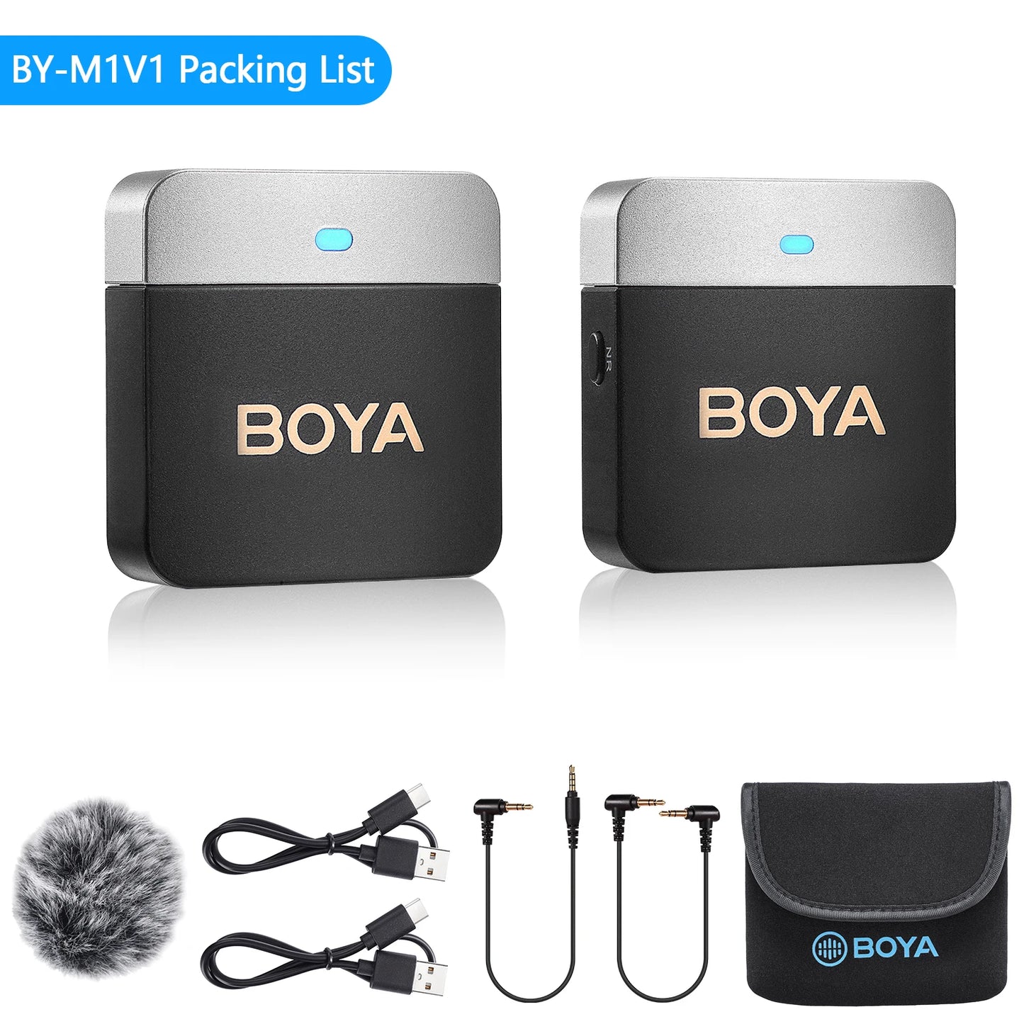 BOYA BY-M1V – Micrófono Lavalier Inalámbrico para iPhone, Android, PC y Cámaras (60m + Cancelación de Ruido)