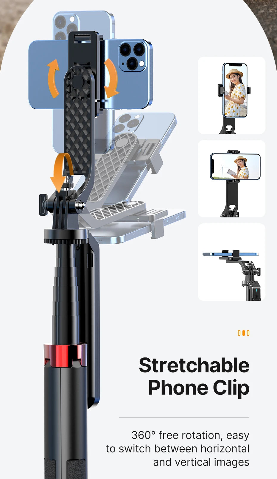 Ulanzi MA09 Smartphone Tripod Bluetooth Selfie Stick Desktop Tripod  for iPhone 12 13 14 GoPro Card Camera Live Streaming Video