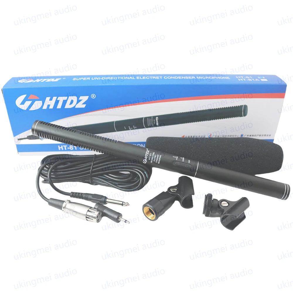 HTDZ HT-81 – Micrófono Shotgun Cardioide de Condensador para Entrevistas y Cámaras DSLR