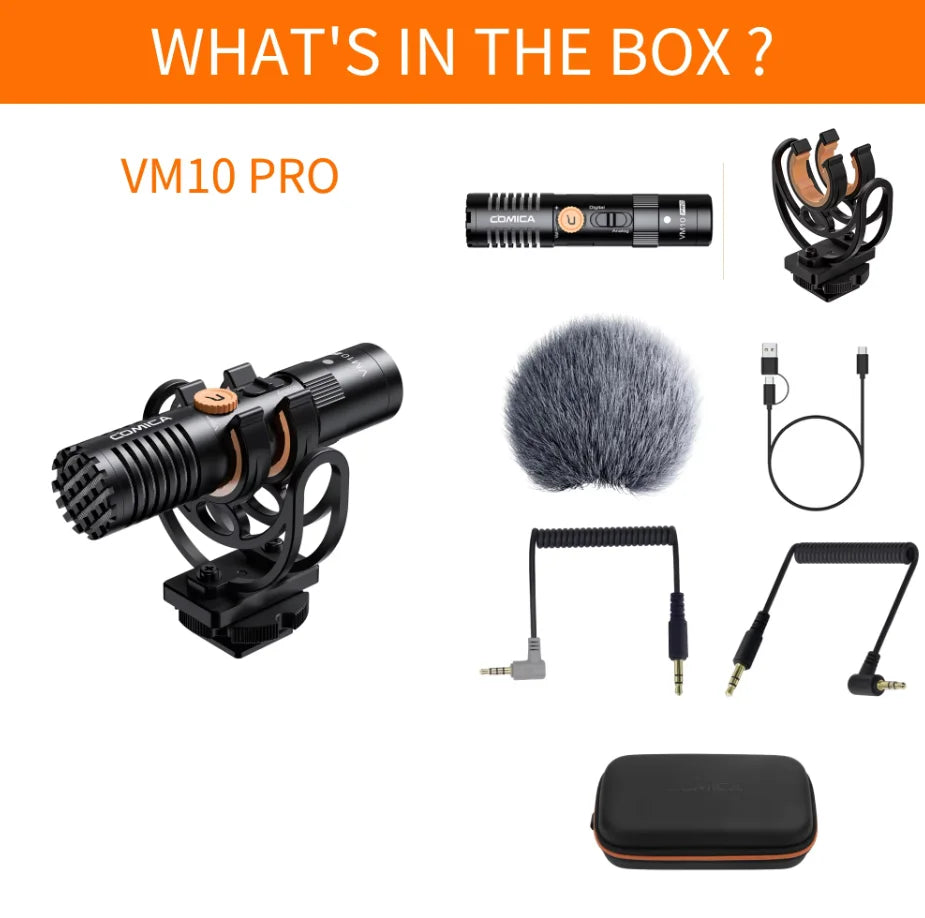 COMICA VM10 PRO – Micrófono Shotgun Cardioide On-Camera para Smartphones, Cámaras y GoPro