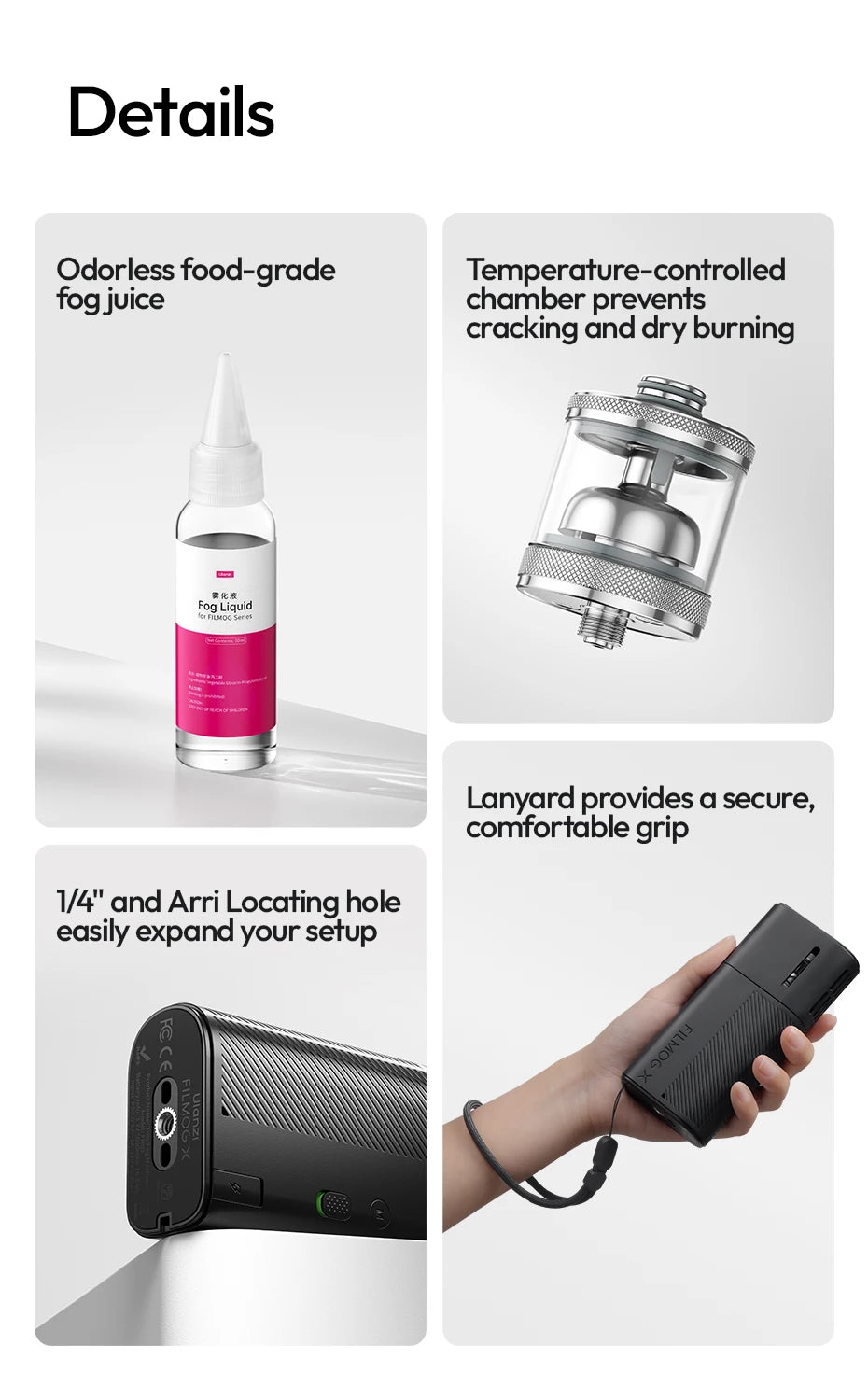 Ulanzi FM02 Electric Fog Machine FILMOG X 3 Modes Mist Dense Fog Dry Ice with Type-C Charging Portraits Shots Food Photography