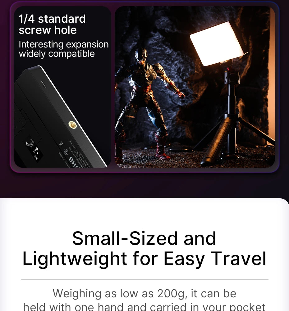 Ulanzi LT002 7 inch Pocket Fill Light RGB Full Color LED Panel Light CRI 95+ Photography Camera Light Creative Scene