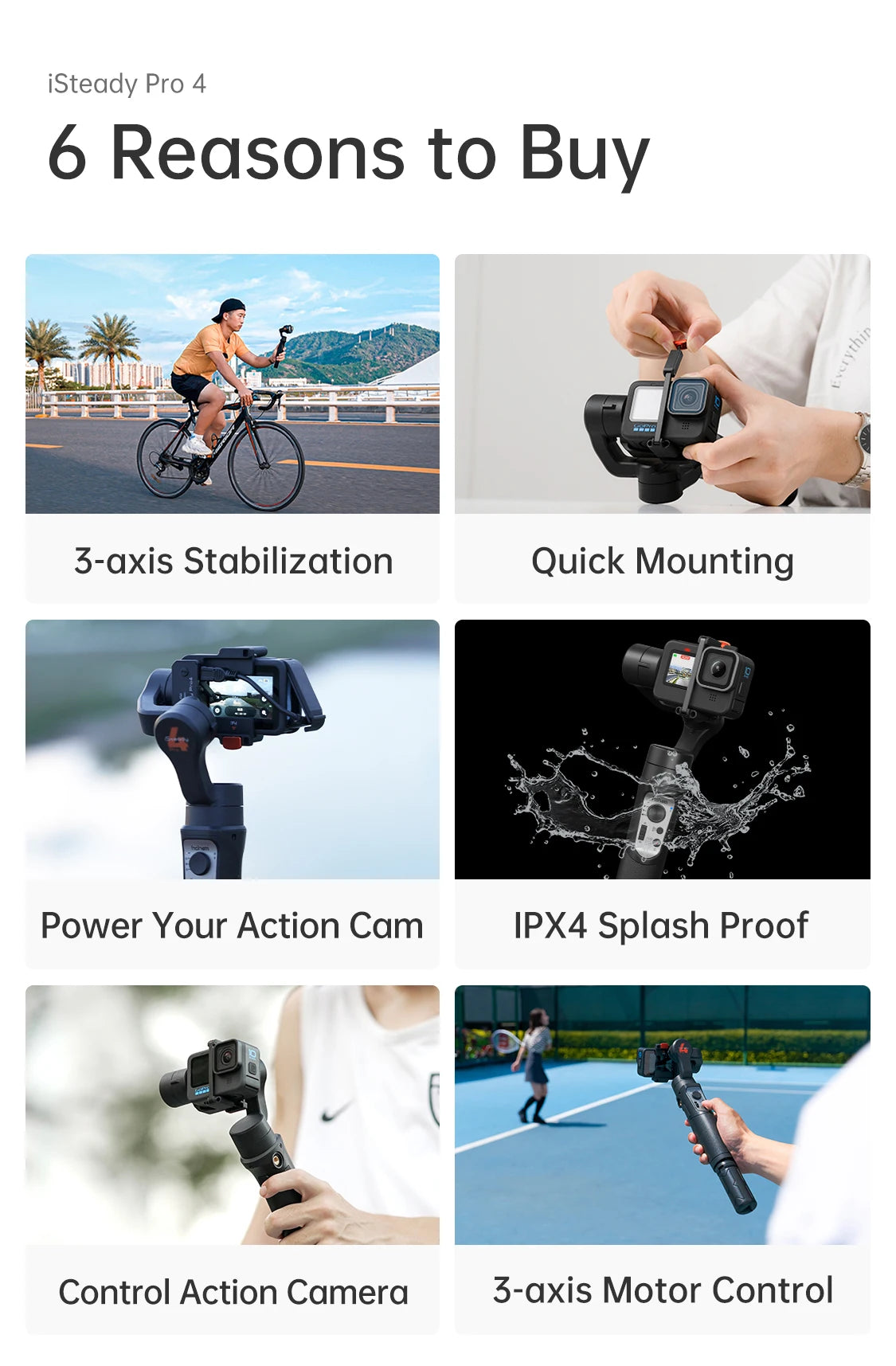 Hohem iSteady Pro 4 – Gimbal Estabilizador 3 Ejes para GoPro & Action Cams
