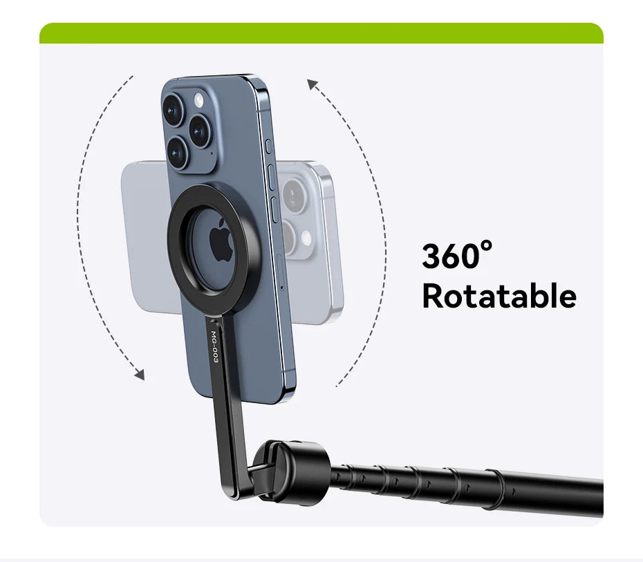 Ulanzi MG-003 Pro Magnetic Phone Selfie Stick Tripod 1.36m Extendable Selfie Tripod for iPhone 15 14 13 12 Vlog Livestreaming