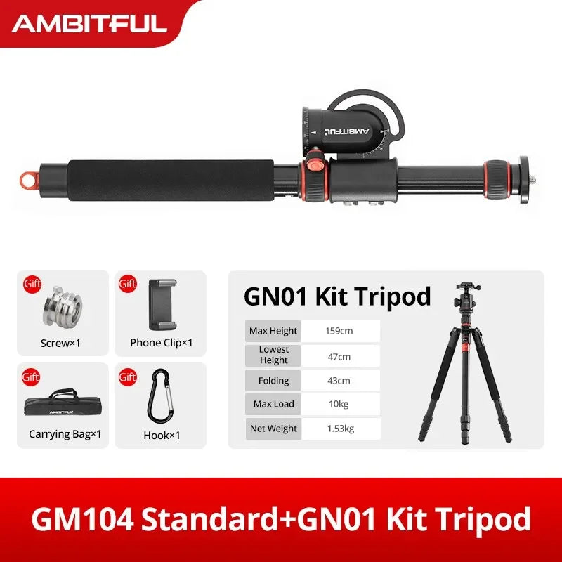 AMBITFUL GM104 Aluminium alloy tripod extenged crossbar ledgth 48-106cm adjuatbale for sony Canon Fuji nikon and mobile phone