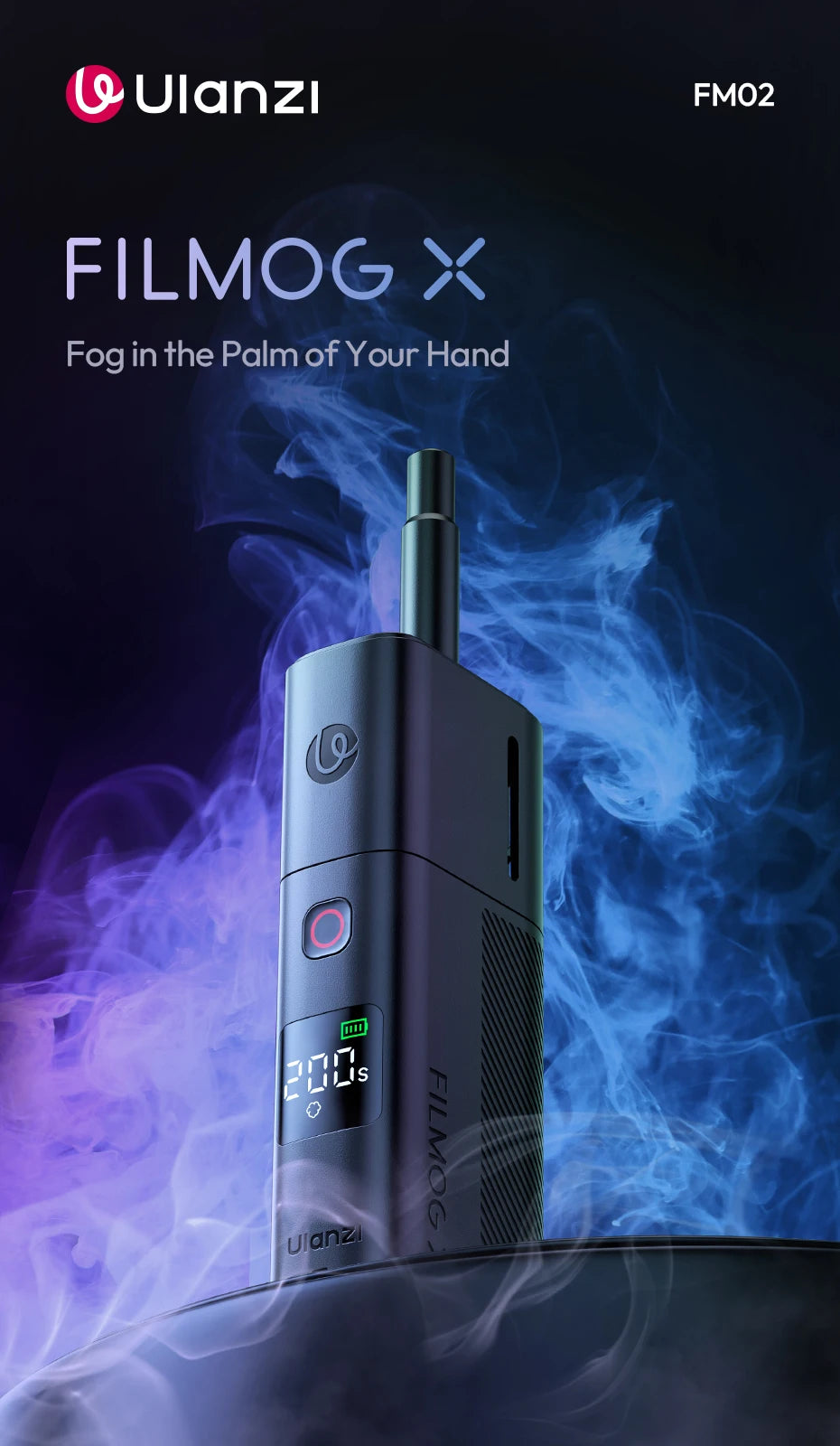 Ulanzi FM02 Electric Fog Machine FILMOG X 3 Modes Mist Dense Fog Dry Ice with Type-C Charging Portraits Shots Food Photography