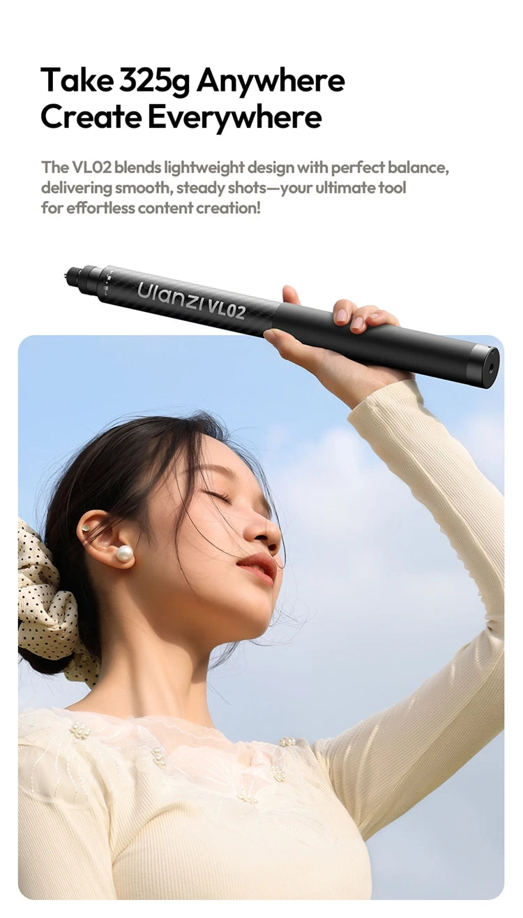 Ulanzi VL02 2.7M Selfie Stick Tripod Smartphone Retractable Invisible Selfie Stick For Gopro Hero 12 11 10 Insta360 X4 X3 X2 DJI