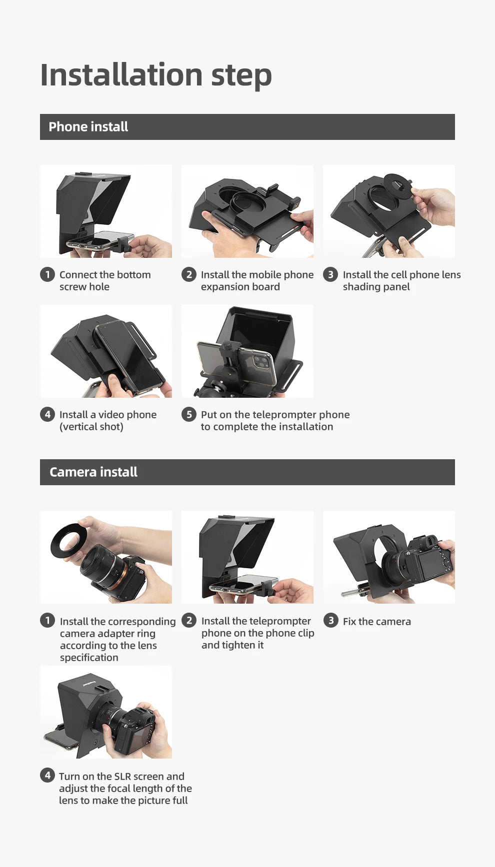 Teleprompter Portátil AMBITFUL Mini – Compatible con Smartphones y Cámaras
