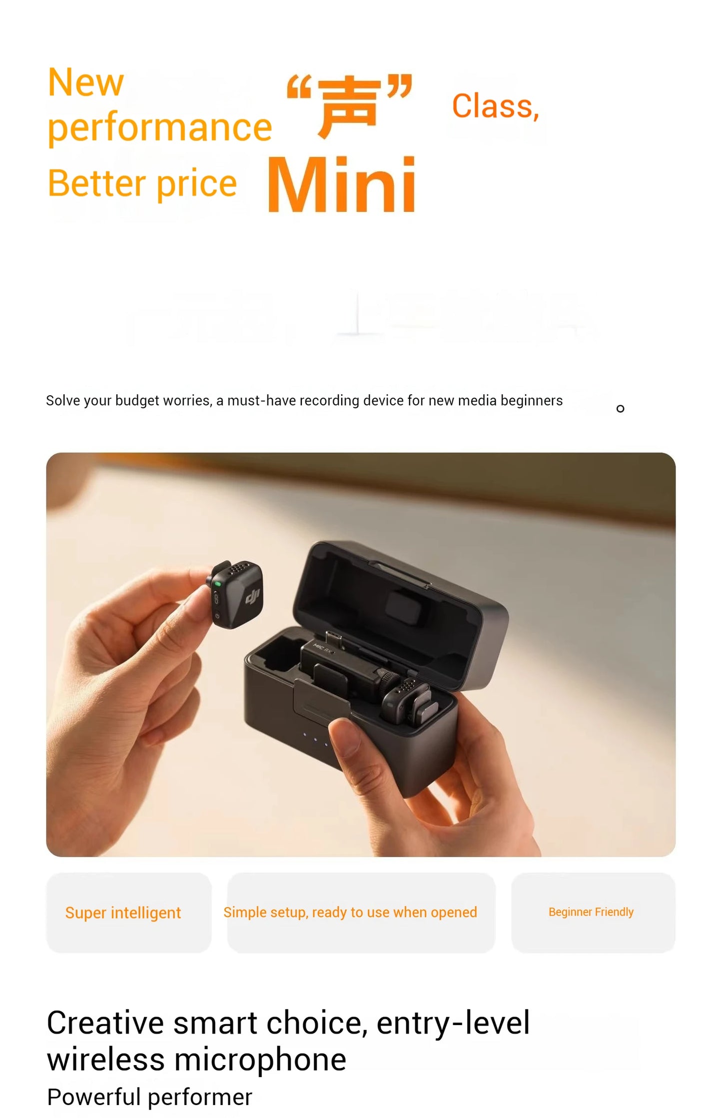 DJI Mic Mini (2TX + 1RX con Estuche de Carga) – 48h de Operación + Cancelación de Ruido Activa