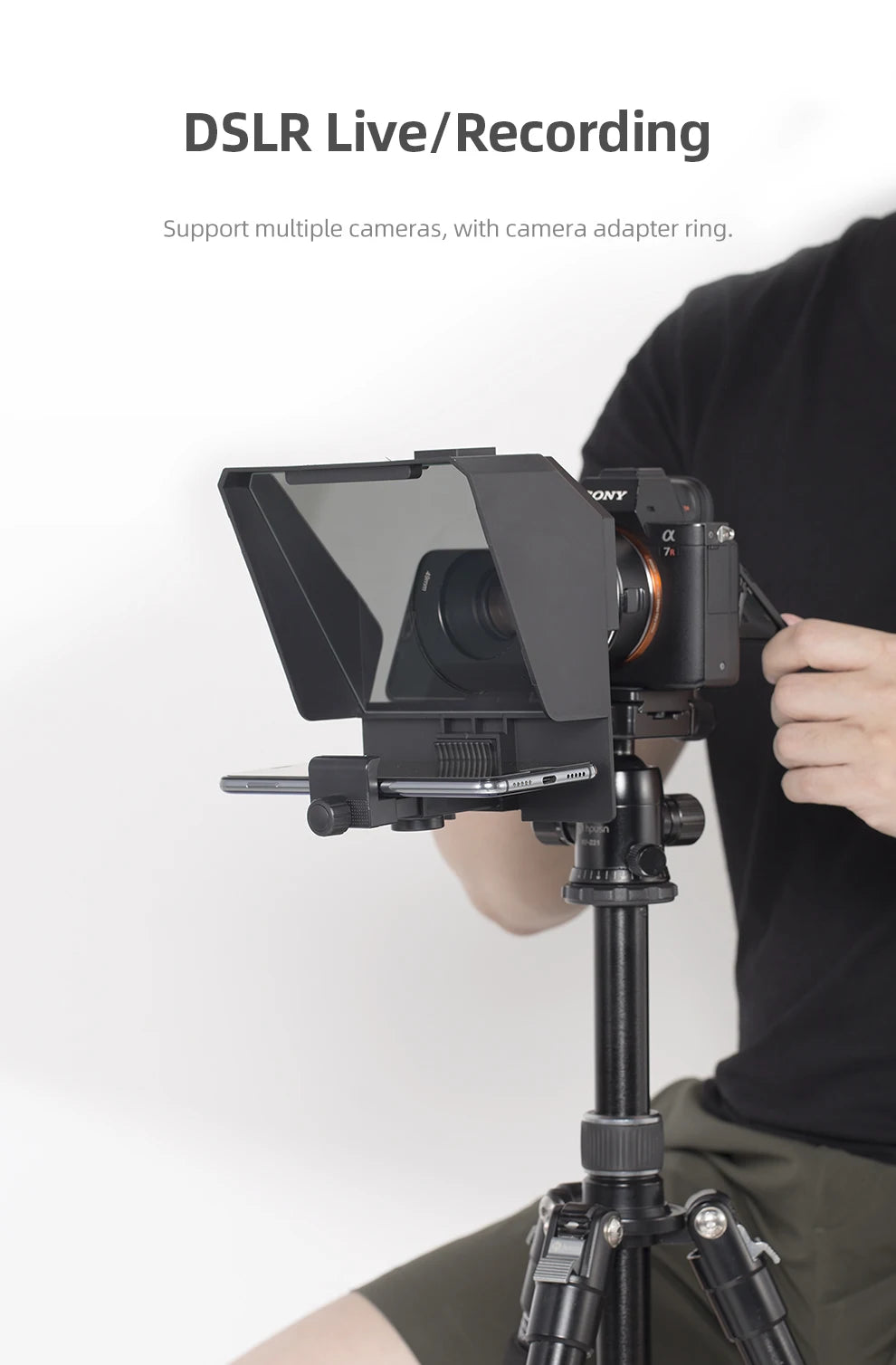 Teleprompter Portátil AMBITFUL Mini – Compatible con Smartphones y Cámaras