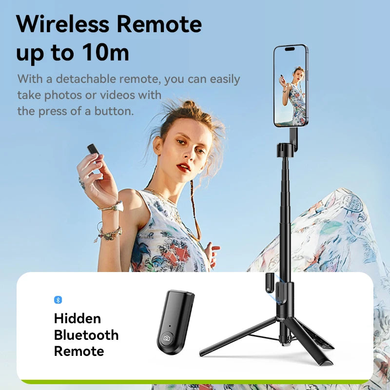 Ulanzi MG-003 Pro Magnetic Phone Selfie Stick Tripod 1.36m Extendable Selfie Tripod for iPhone 15 14 13 12 Vlog Livestreaming