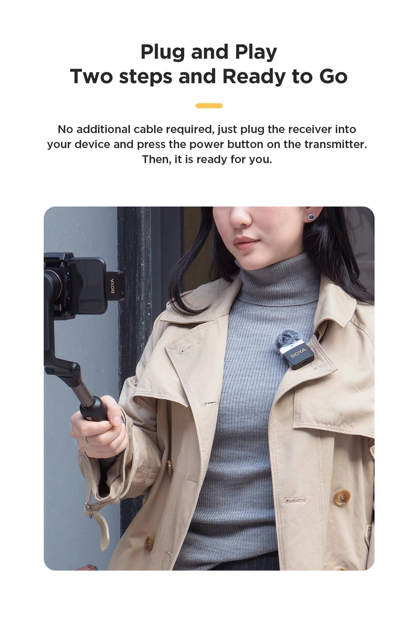 BOYA BY-M1V – Micrófono Lavalier Inalámbrico para iPhone, Android, PC y Cámaras (60m + Cancelación de Ruido)