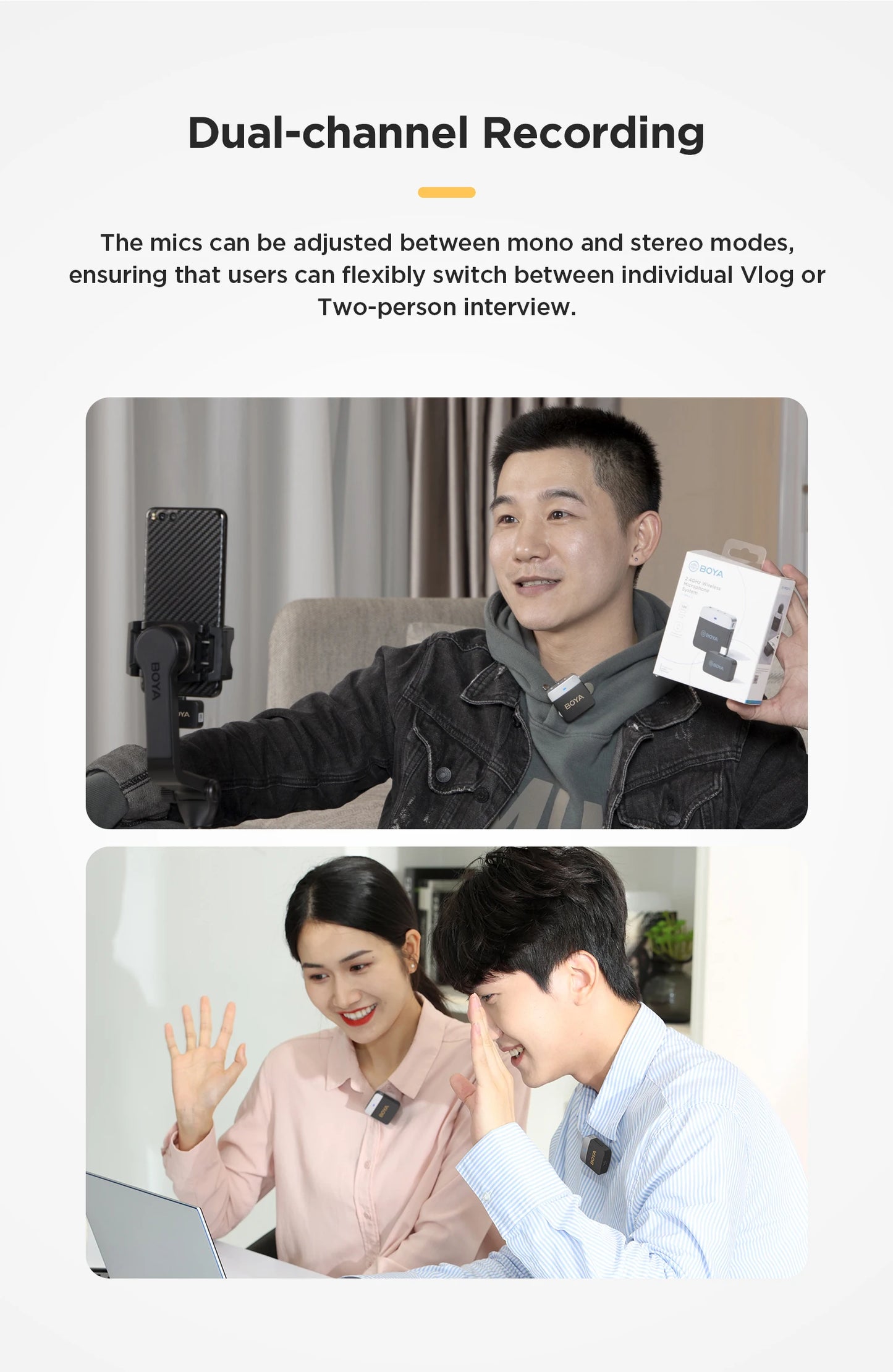 BOYA BY-M1V – Micrófono Lavalier Inalámbrico para iPhone, Android, PC y Cámaras (60m + Cancelación de Ruido)