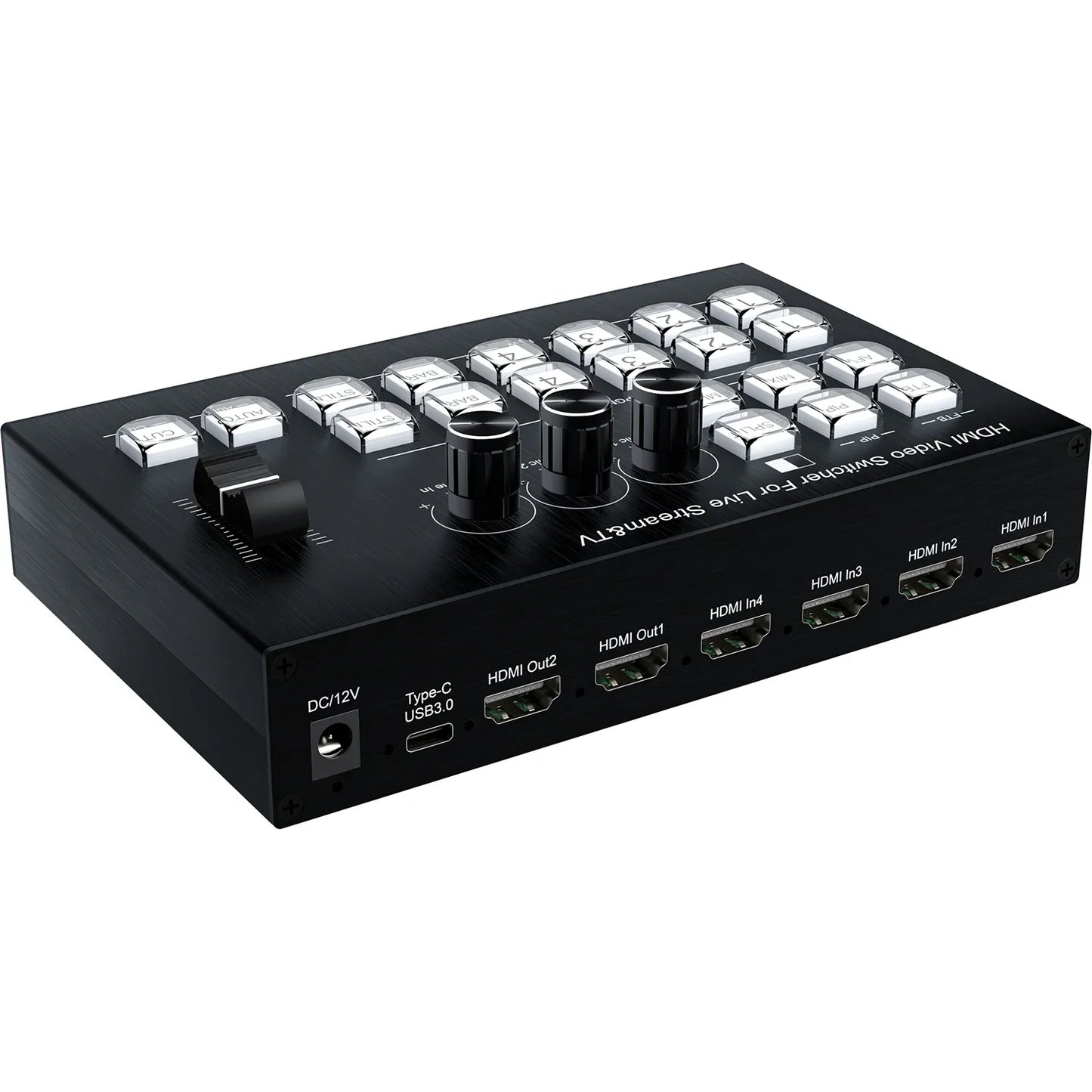 Multi Camera 4 Channel HDMI Video Mixer Switcher Video Capture 1080p60 Live Streaming PGM Seamless Switch Output 6 Pictures PVW