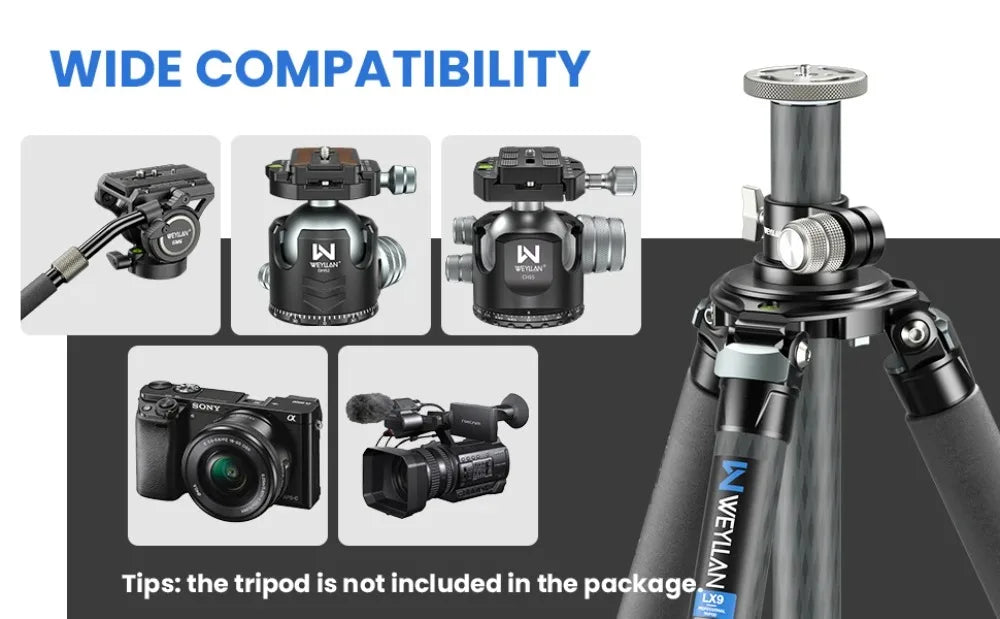 WEYLLAN Universal Tripod Extension Arm Carbon Fiber Detachable Extender Horizontal Centre Column for Tripod 40cm Pole Arm Rod