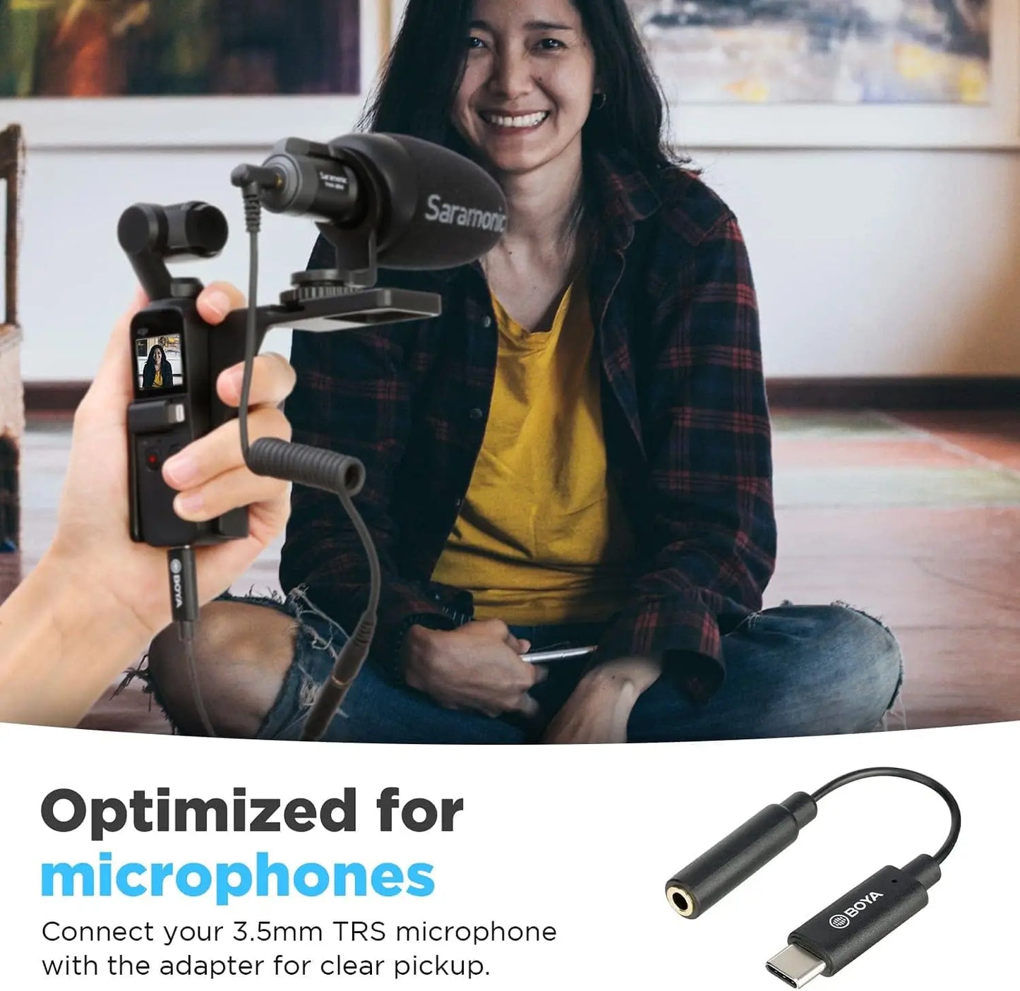 OYA BY-K6 – Cable Adaptador de Audio 3.5mm TRS a USB-C para DJI OSMO Pocket 1/2