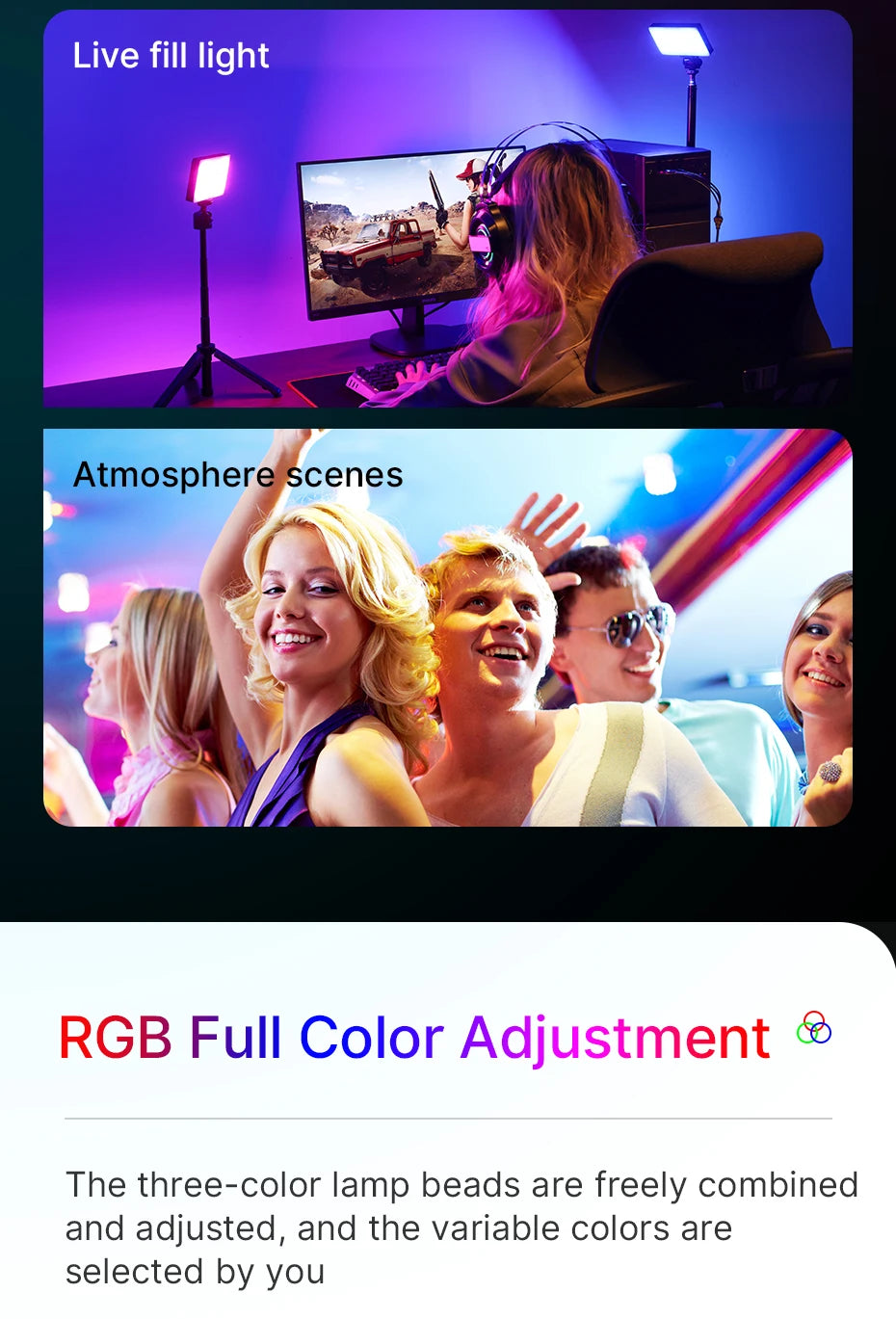 Ulanzi LT002 7 inch Pocket Fill Light RGB Full Color LED Panel Light CRI 95+ Photography Camera Light Creative Scene