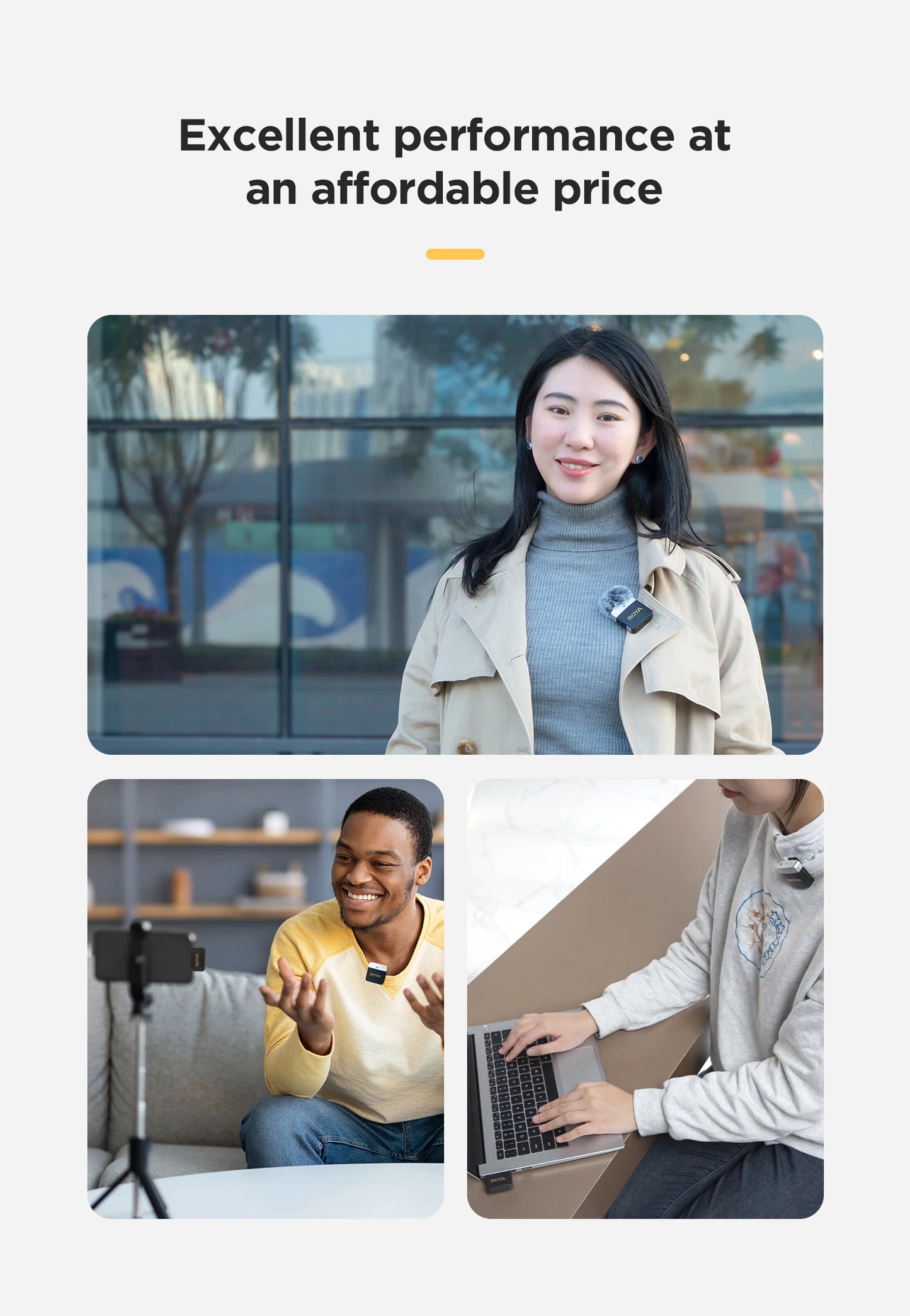 BOYA BY-M1V – Micrófono Lavalier Inalámbrico para iPhone, Android, PC y Cámaras (60m + Cancelación de Ruido)