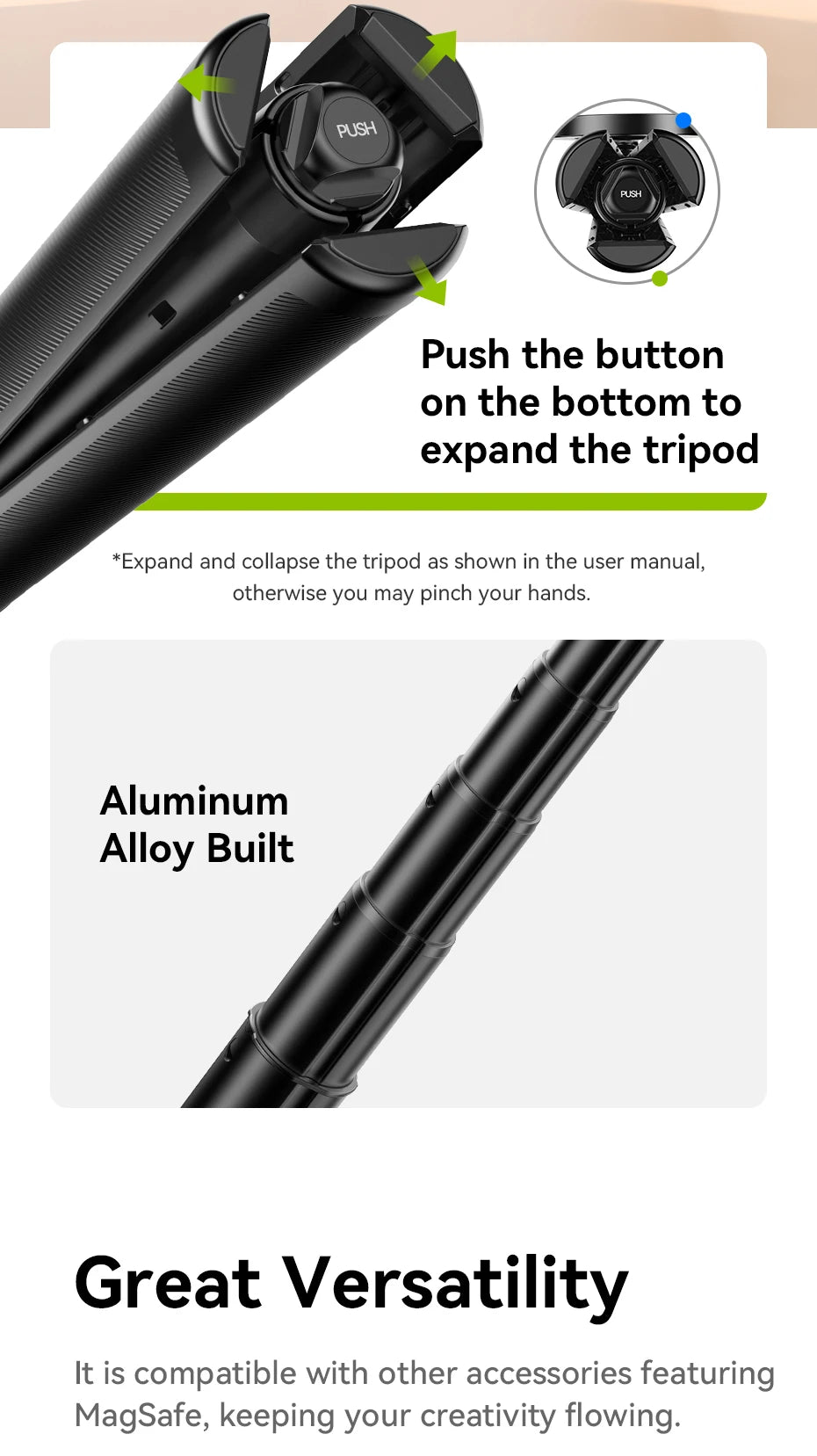 Ulanzi MG-003 Pro Magnetic Phone Selfie Stick Tripod 1.36m Extendable Selfie Tripod for iPhone 15 14 13 12 Vlog Livestreaming