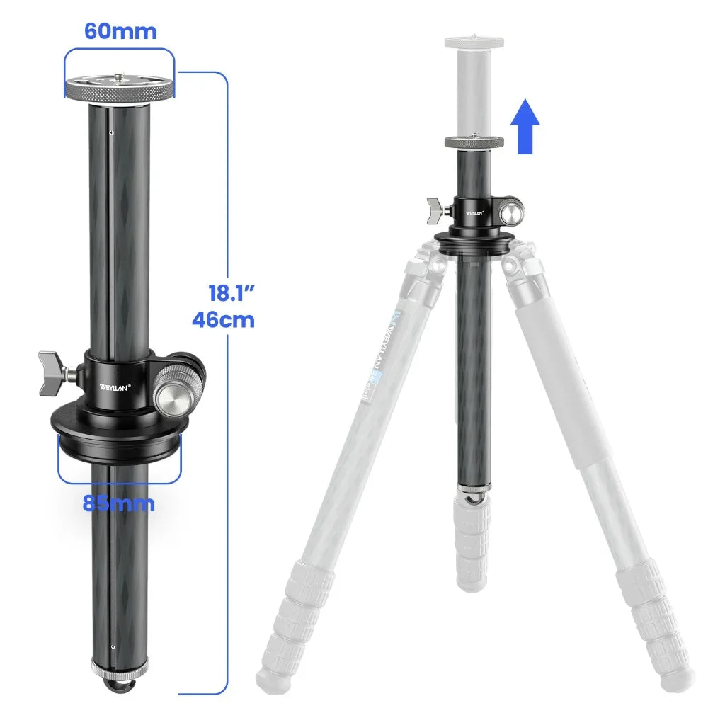 WEYLLAN Universal Tripod Extension Arm Carbon Fiber Detachable Extender Horizontal Centre Column for Tripod 40cm Pole Arm Rod