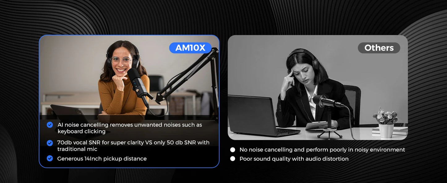 NearStream USB/XLR Mic Set – Micrófono Dinámico Profesional con Brazo Boom para Podcast, Gaming y Streaming