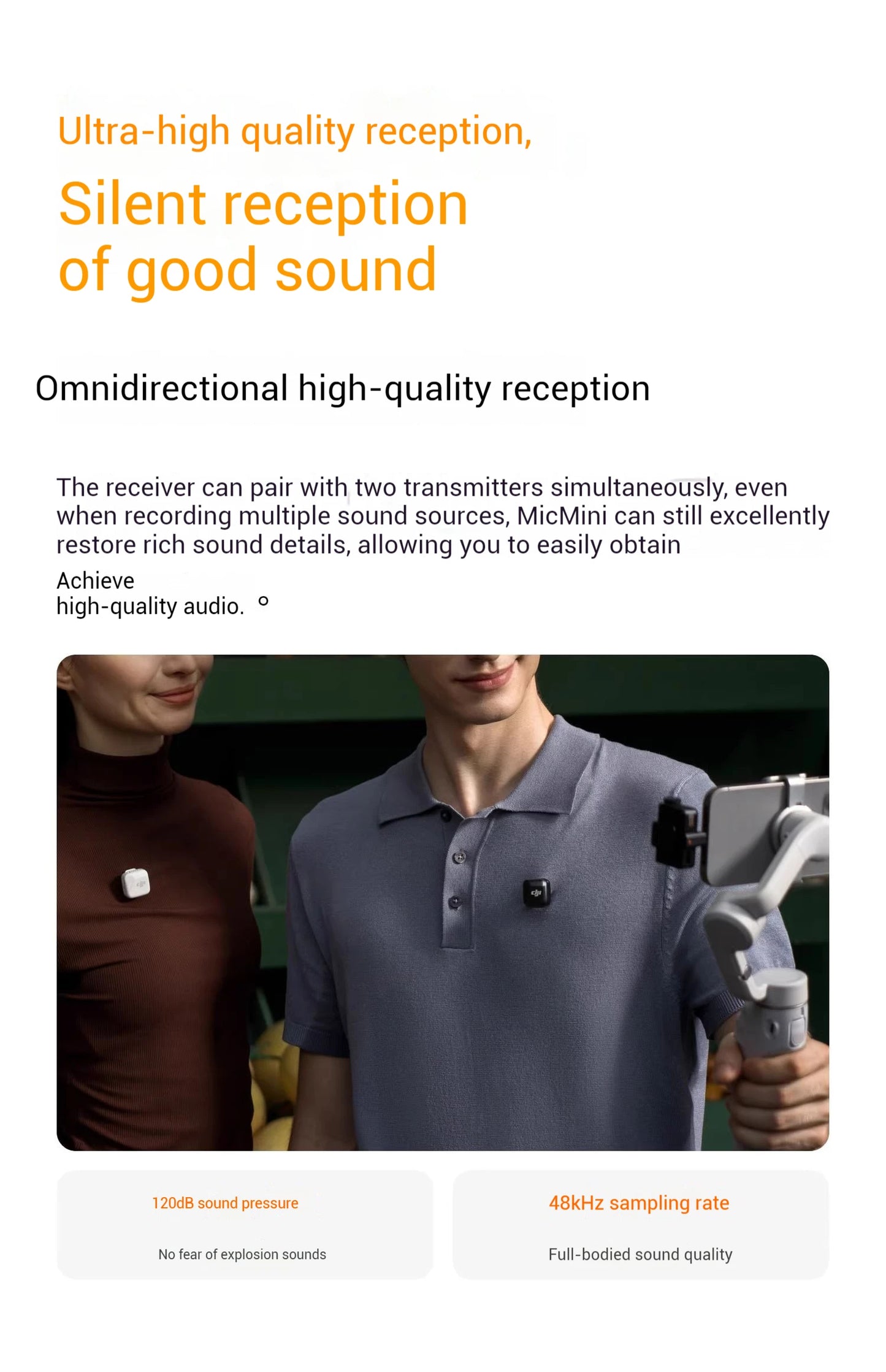 DJI Mic Mini (2TX + 1RX con Estuche de Carga) – 48h de Operación + Cancelación de Ruido Activa