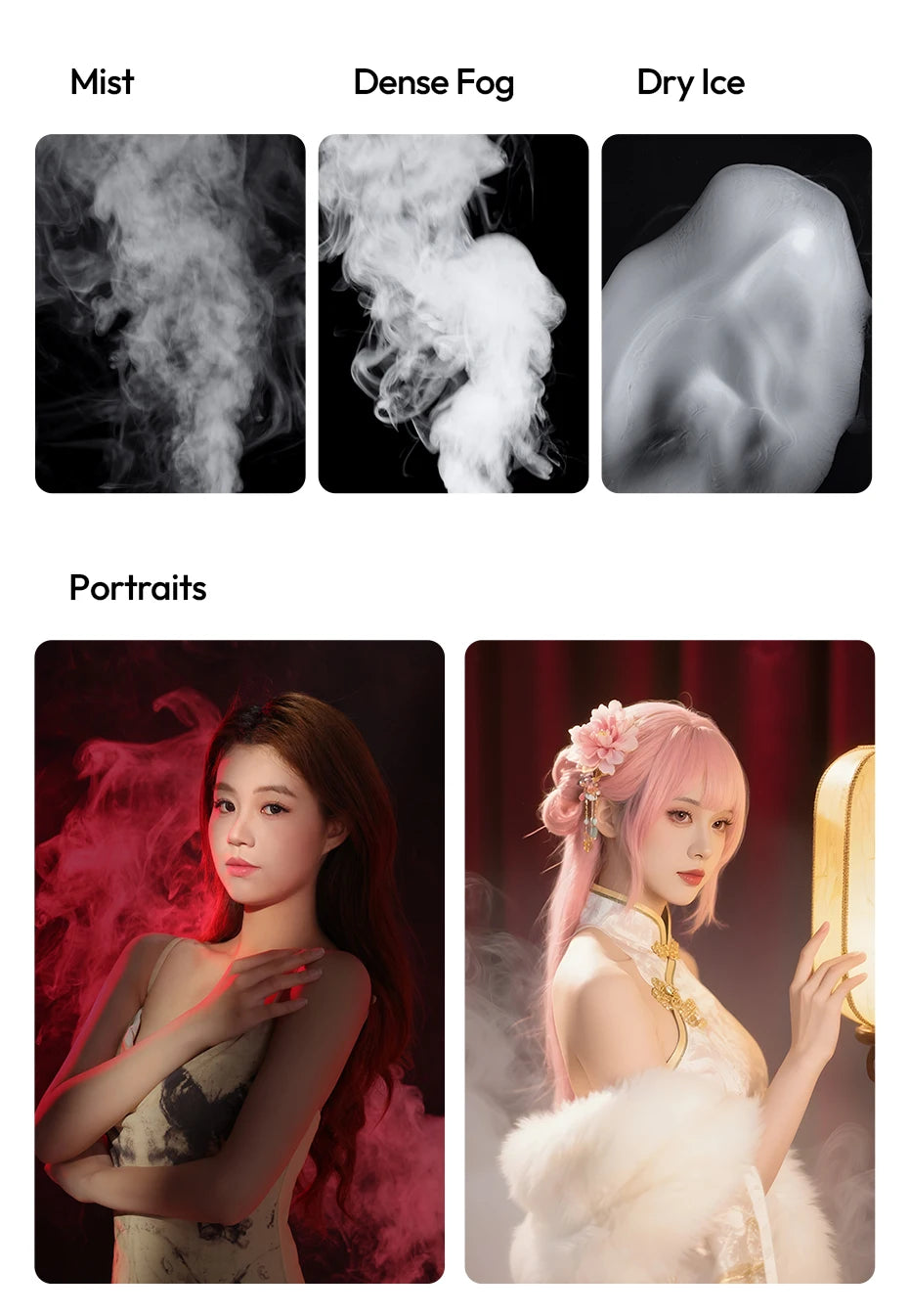 Ulanzi FM02 Electric Fog Machine FILMOG X 3 Modes Mist Dense Fog Dry Ice with Type-C Charging Portraits Shots Food Photography