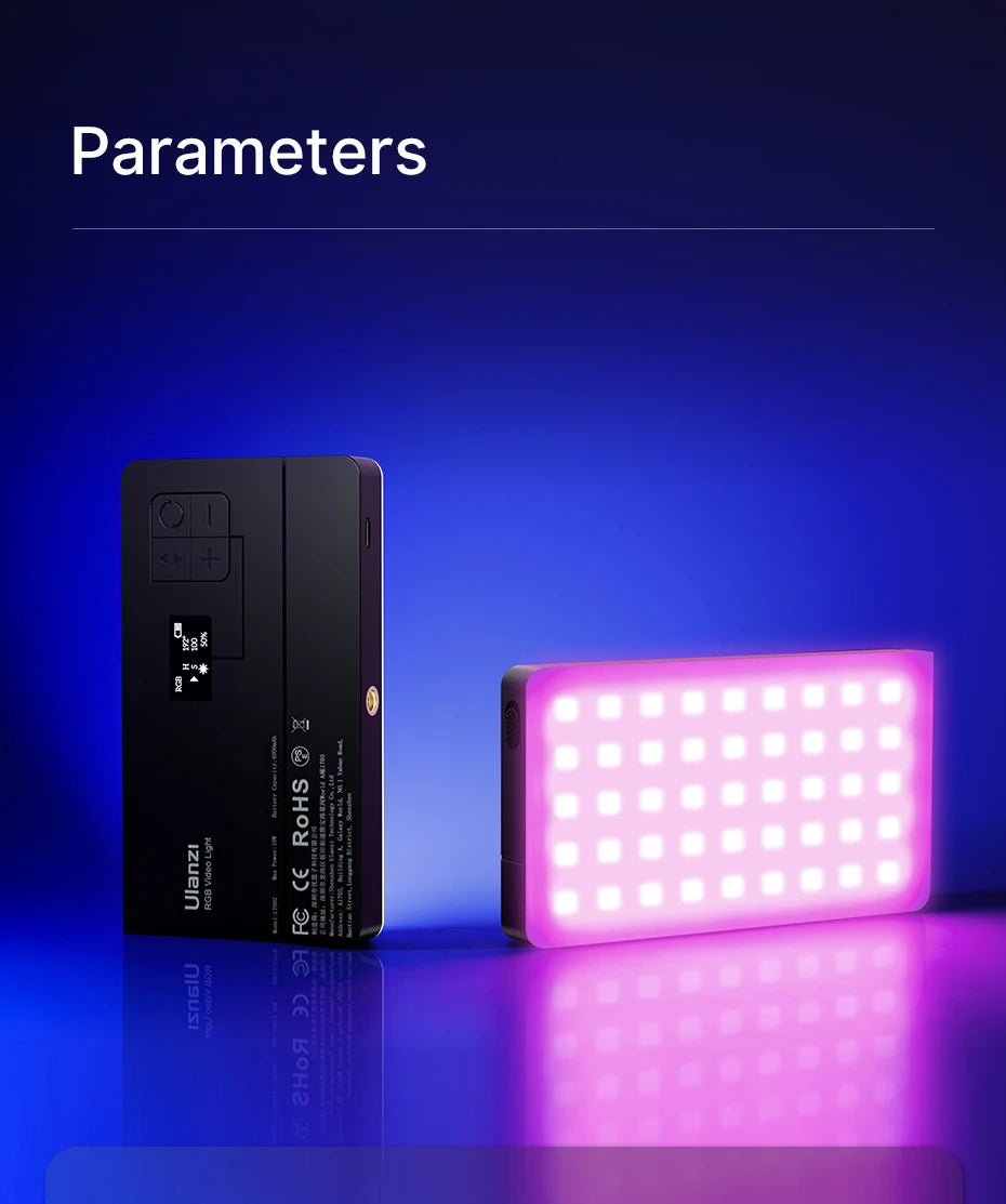 Ulanzi LT002 7 inch Pocket Fill Light RGB Full Color LED Panel Light CRI 95+ Photography Camera Light Creative Scene